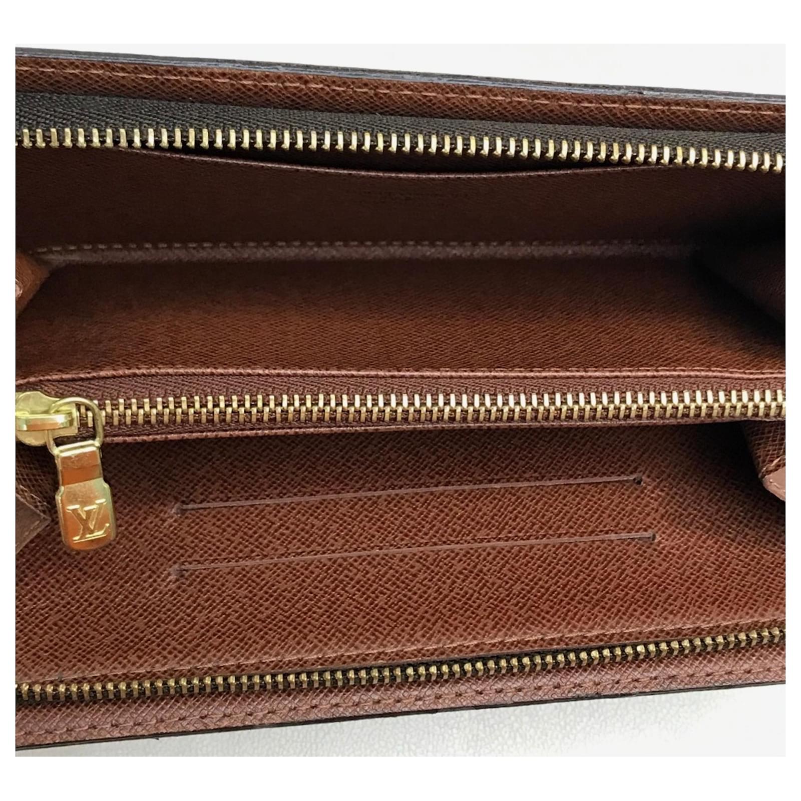 Louis Vuitton Monogram Panda Porte Monne Zip Long Wallet Brown Patent leather  ref.2420621