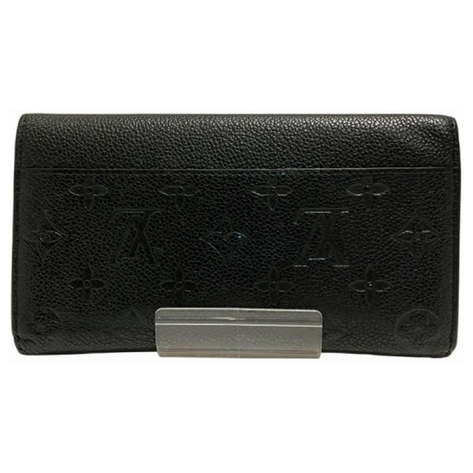Sarah Louis Vuitton Monogram Empreinte Long Wallet Black Cloth  ref.2421090