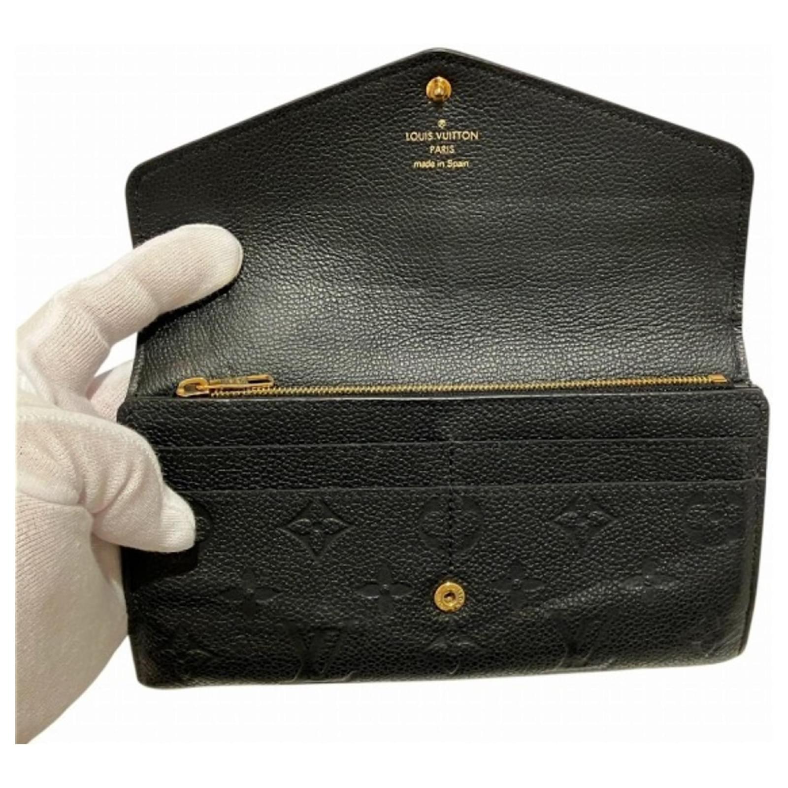 Sarah Louis Vuitton Monogram Empreinte Long Wallet Black Cloth  ref.2421090