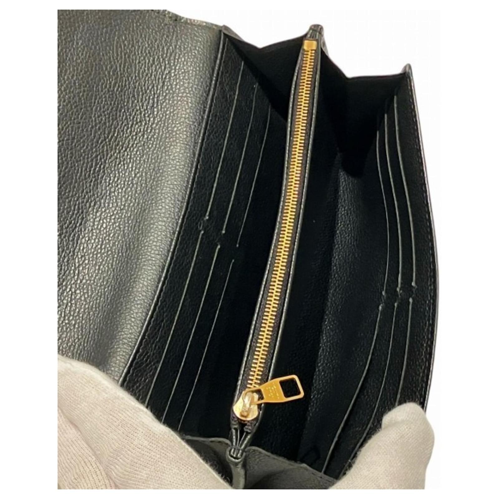 Sarah Louis Vuitton Monogram Empreinte Long Wallet Black Cloth  ref.2421090