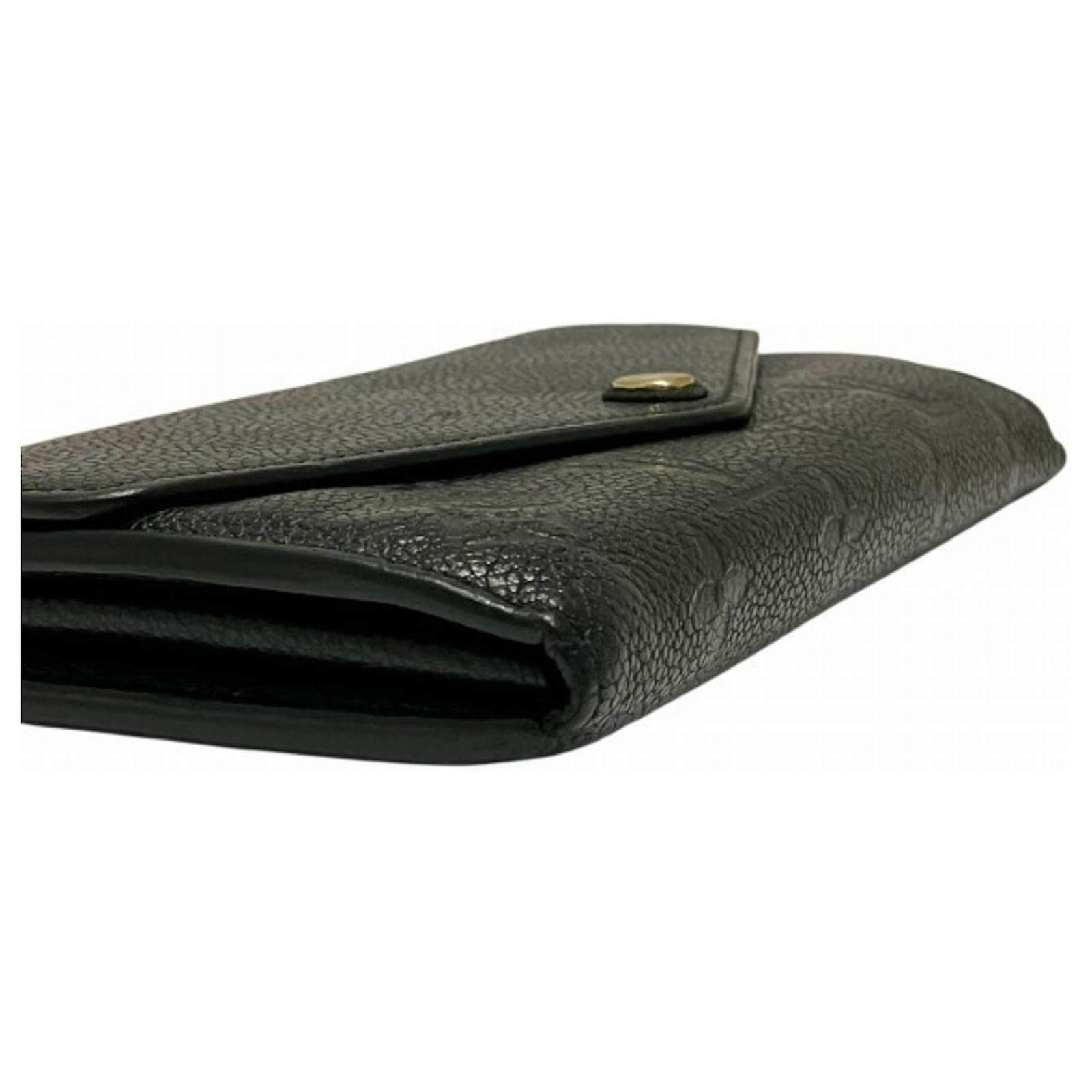Sarah Louis Vuitton Monogram Empreinte Long Wallet Black Cloth  ref.2421090