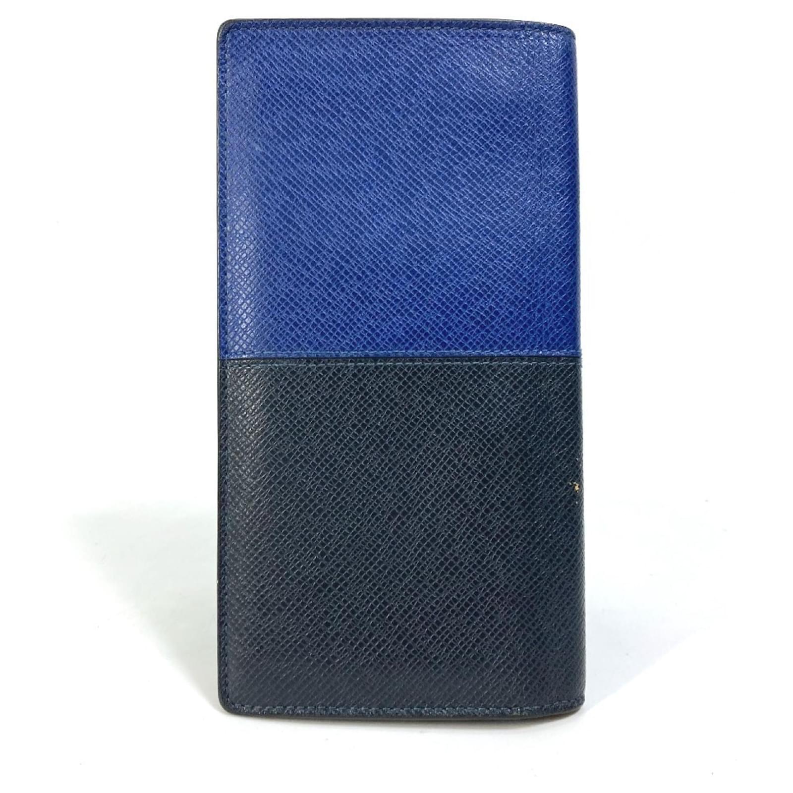 Louis Vuitton Taiga V Portefeuille Brazza NM Bifold Long Wallet Blue Navy blue Leather  ref.2422160
