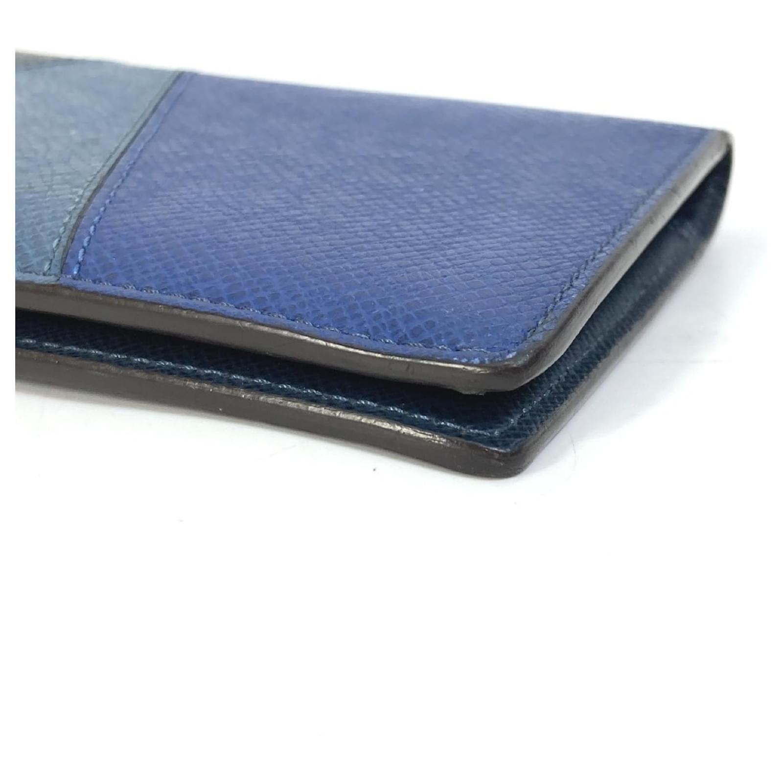 Louis Vuitton Taiga V Portefeuille Brazza NM Bifold Long Wallet Blue Navy blue Leather  ref.2422160