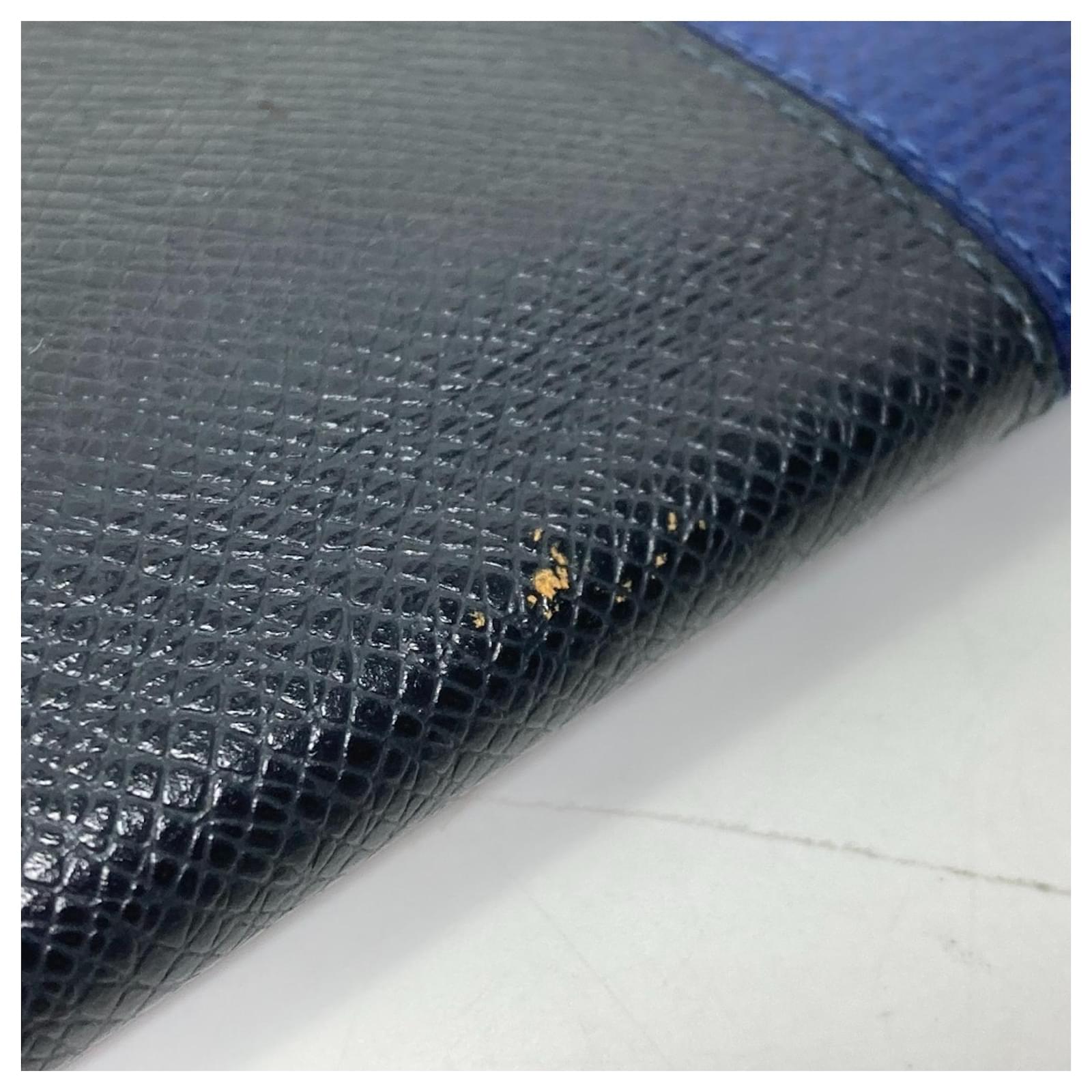 Louis Vuitton Taiga V Portefeuille Brazza NM Bifold Long Wallet Blue Navy blue Leather  ref.2422160