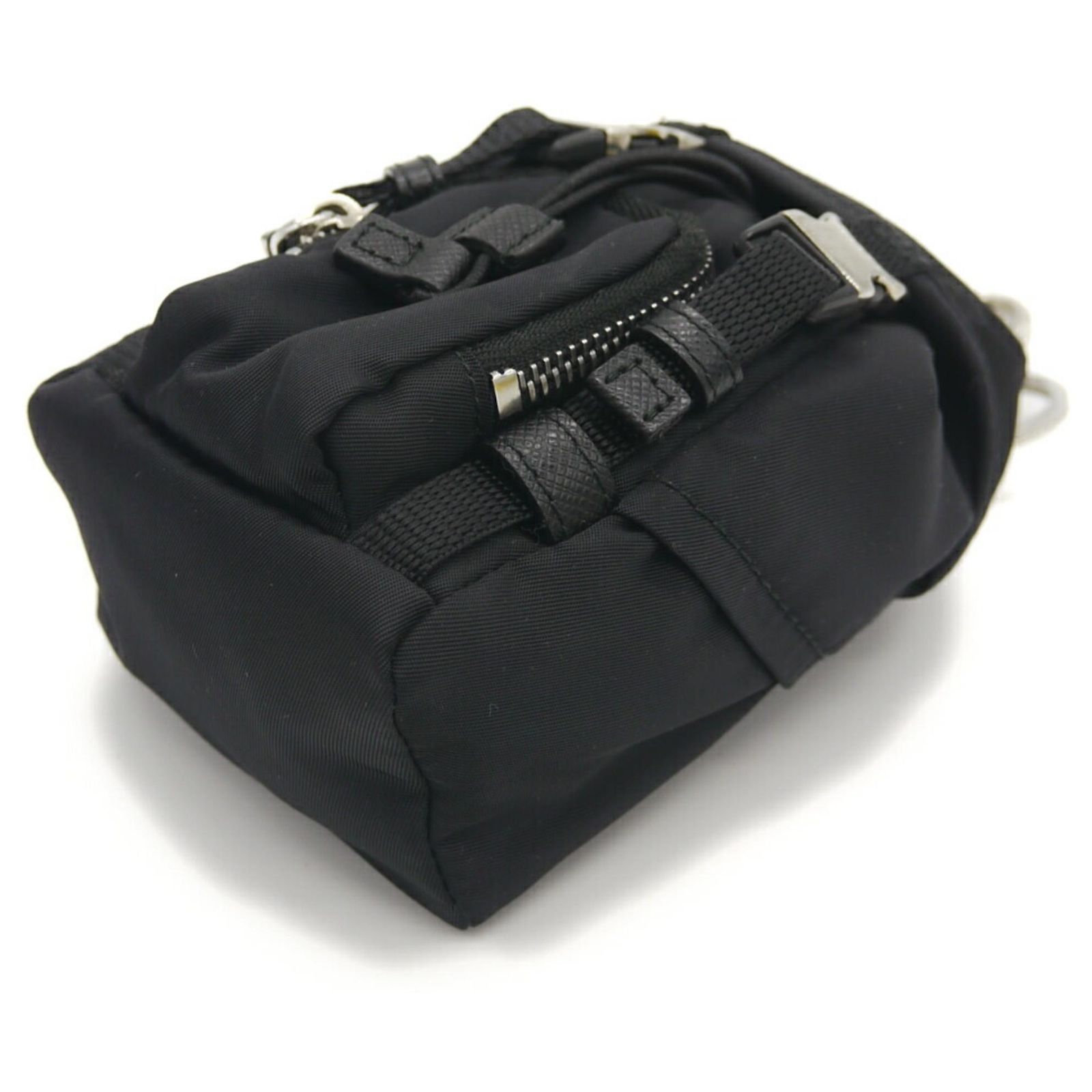 PRADA Prada Backpack-Style Keychain, Black, 2TT061 PRADA Triangle logo Backpack type Nylon Keycase Pouch 2TT061  main image 2