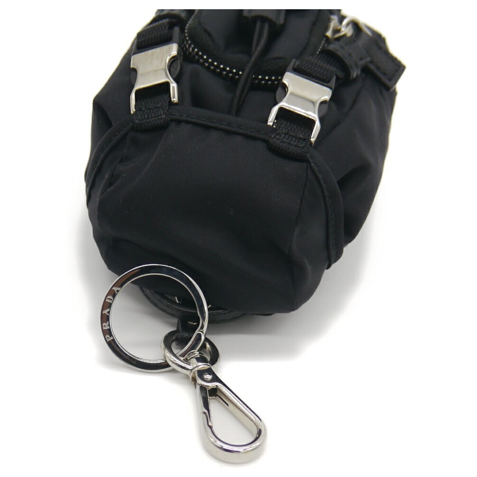 Prada Backpack-Style Keychain Black Leather Nylon ref  display picture 1