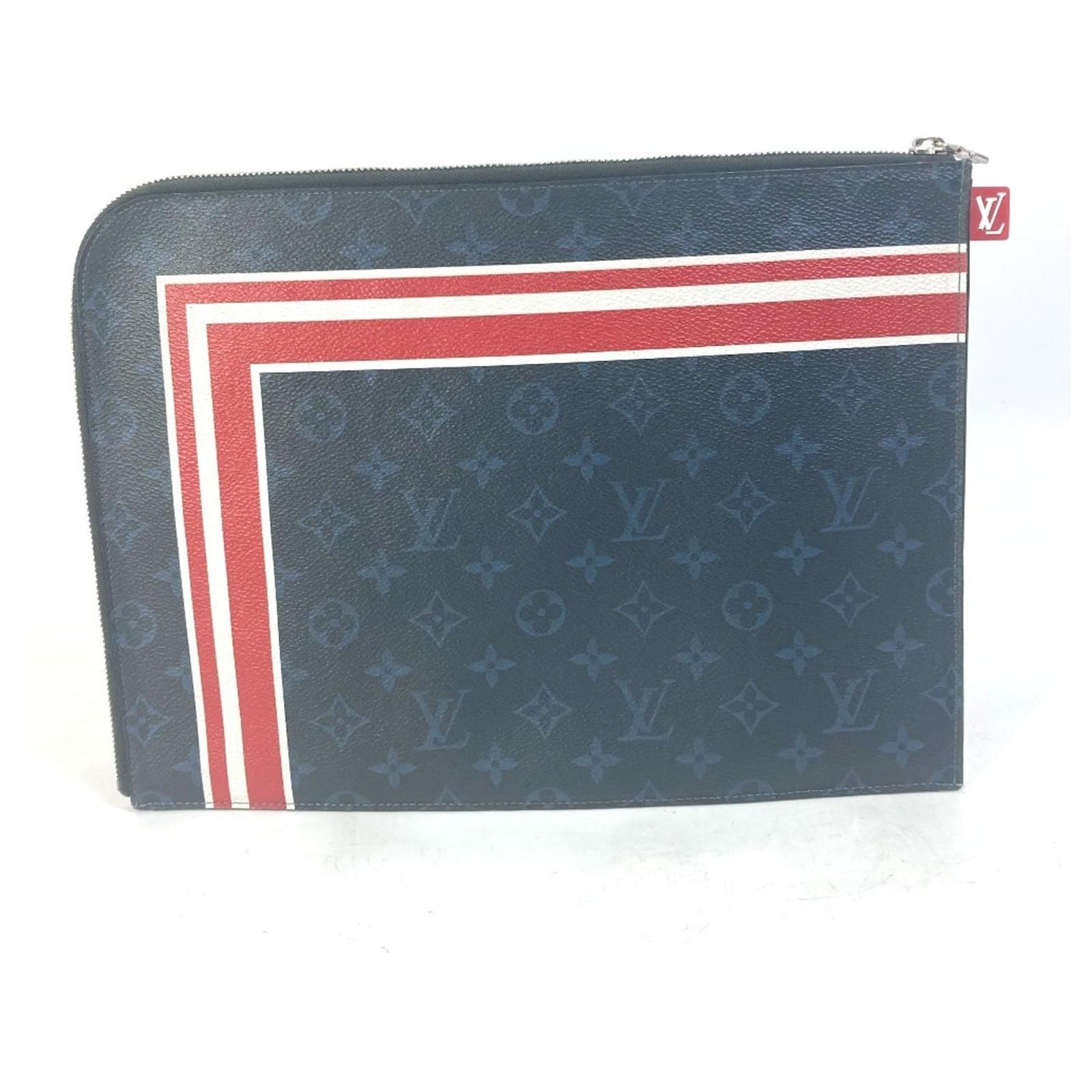 Louis Vuitton Monogram Cobalt Pochette Jour GM Clutch Bag White Red Navy blue ref.2423732