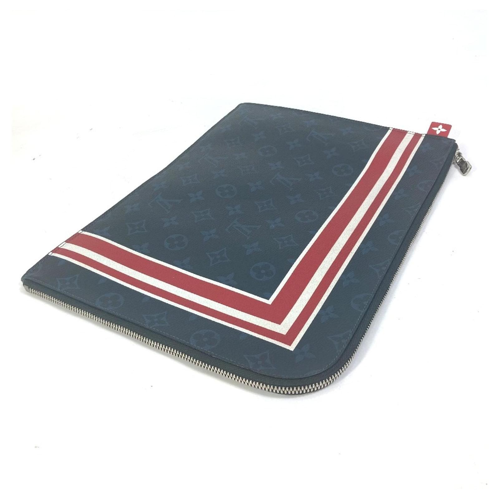 Louis Vuitton Monogram Cobalt Pochette Jour GM Clutch Bag White Red Navy blue ref.2423732