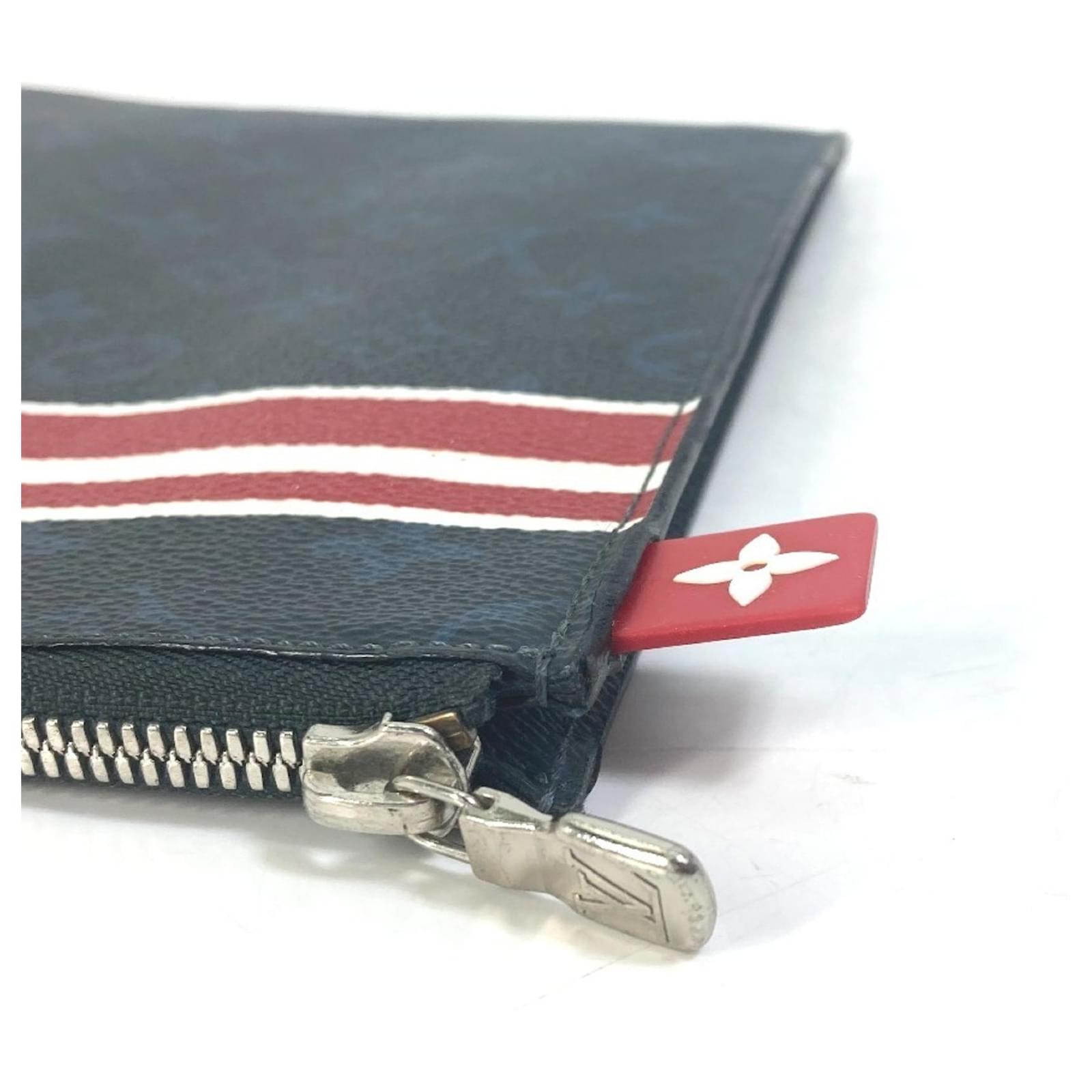 Louis Vuitton Monogram Cobalt Pochette Jour GM Clutch Bag White Red Navy blue ref.2423732