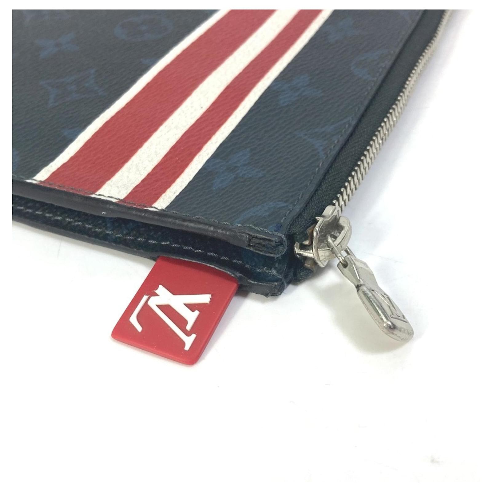 Louis Vuitton Monogram Cobalt Pochette Jour GM Clutch Bag White Red Navy blue ref.2423732