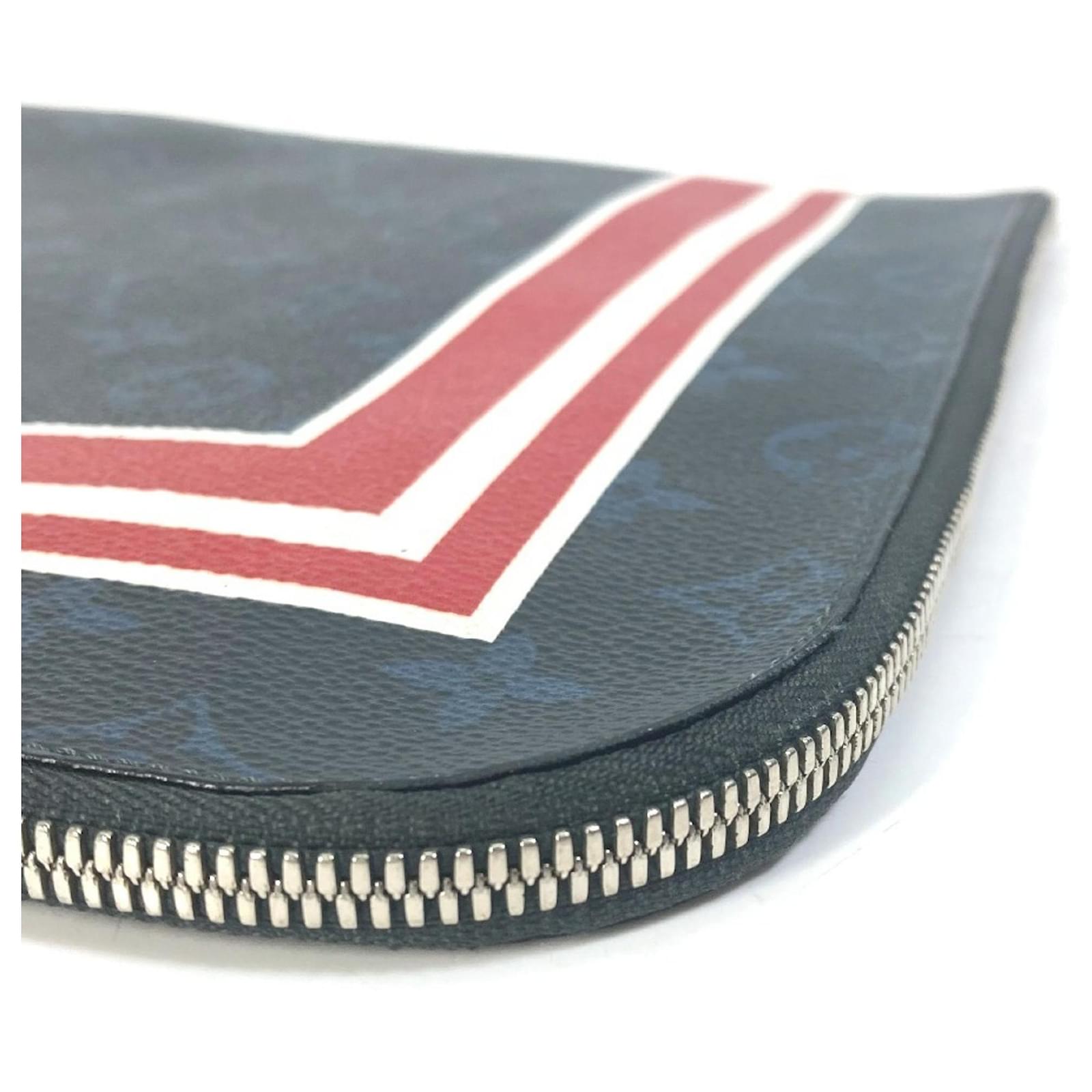 Louis Vuitton Monogram Cobalt Pochette Jour GM Clutch Bag White Red Navy blue ref.2423732