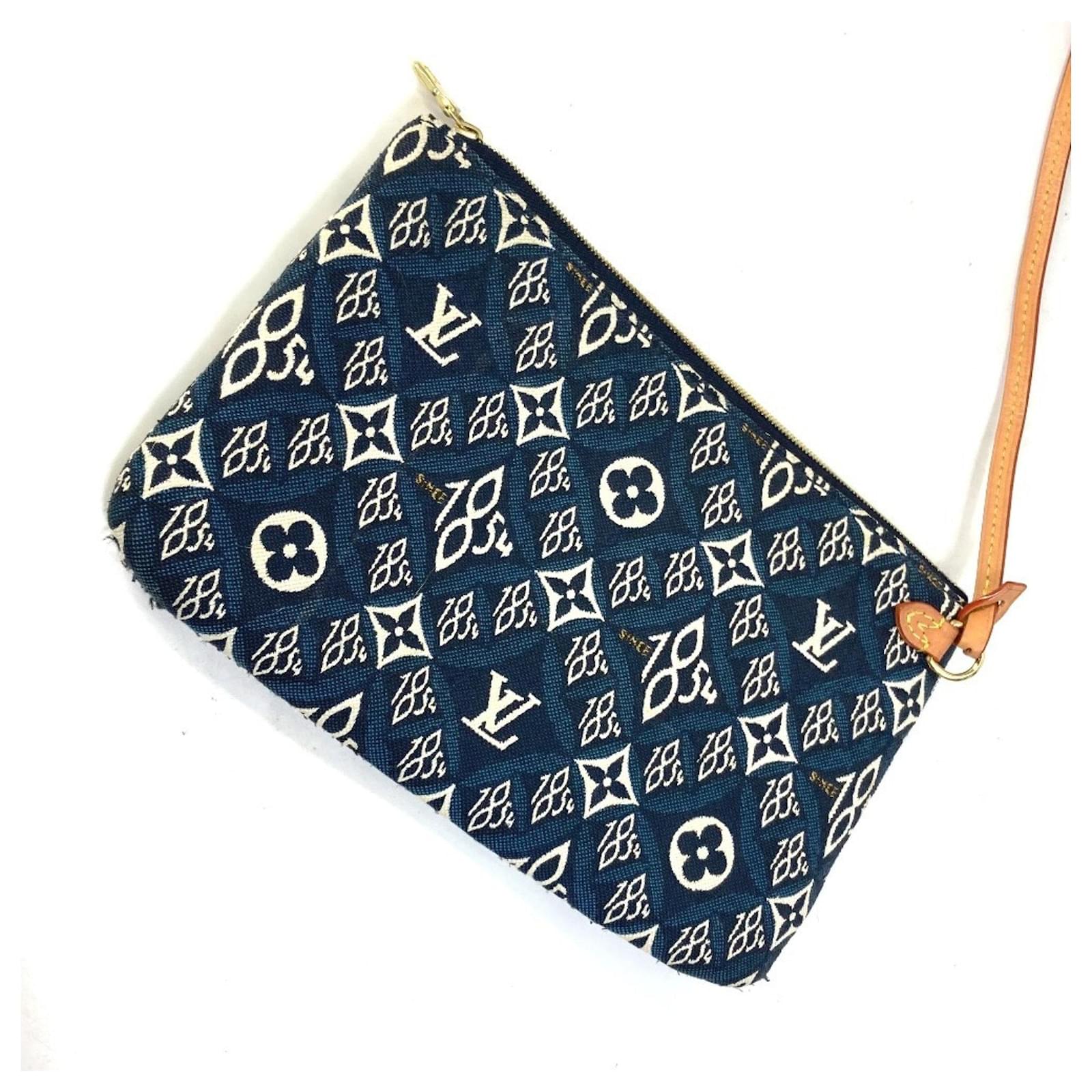 Louis Vuitton M57484 Monogram Jacquard Neverfull MM Shoulder Bag Navy blue Cloth ref.2423740
