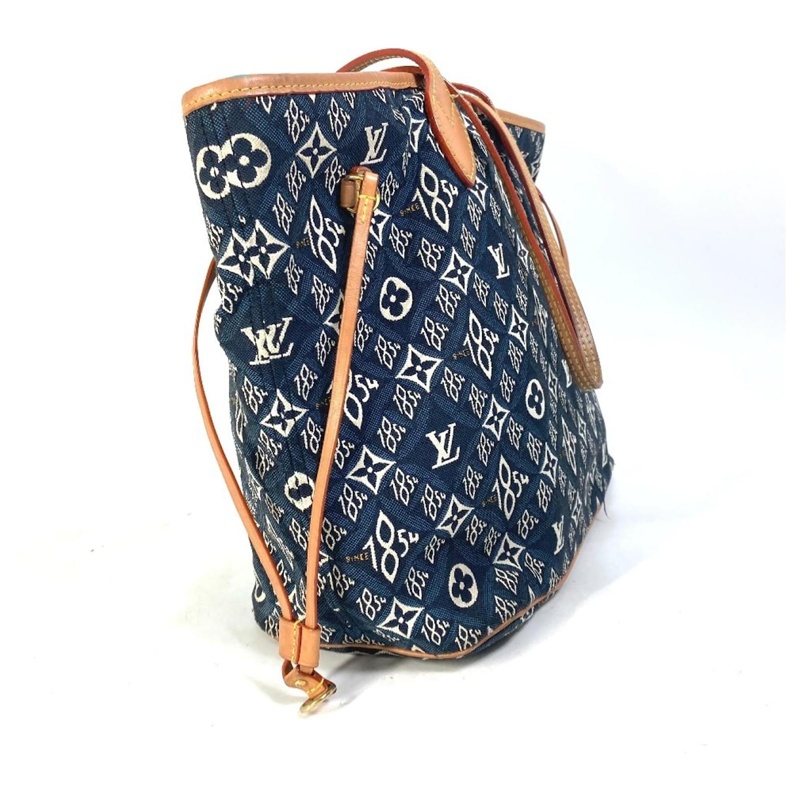Louis Vuitton M57484 Monogram Jacquard Neverfull MM Shoulder Bag Navy blue Cloth ref.2423740