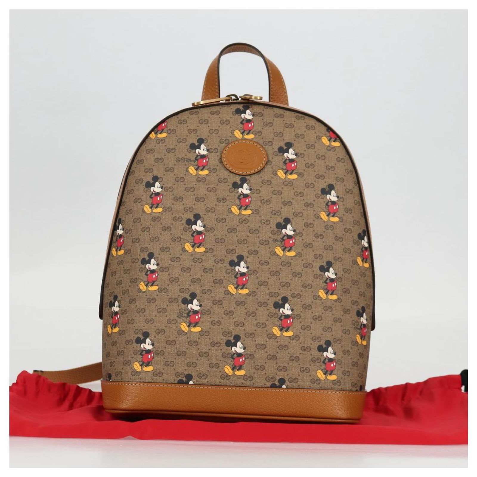 GUCCI GG Supreme Disney Collaboration Backpack PVC Beige Gold 552884 Auth141154M GUCCI Disney Donald Duck GG Supreme Canvas Backpack Beige 552884 main image 4