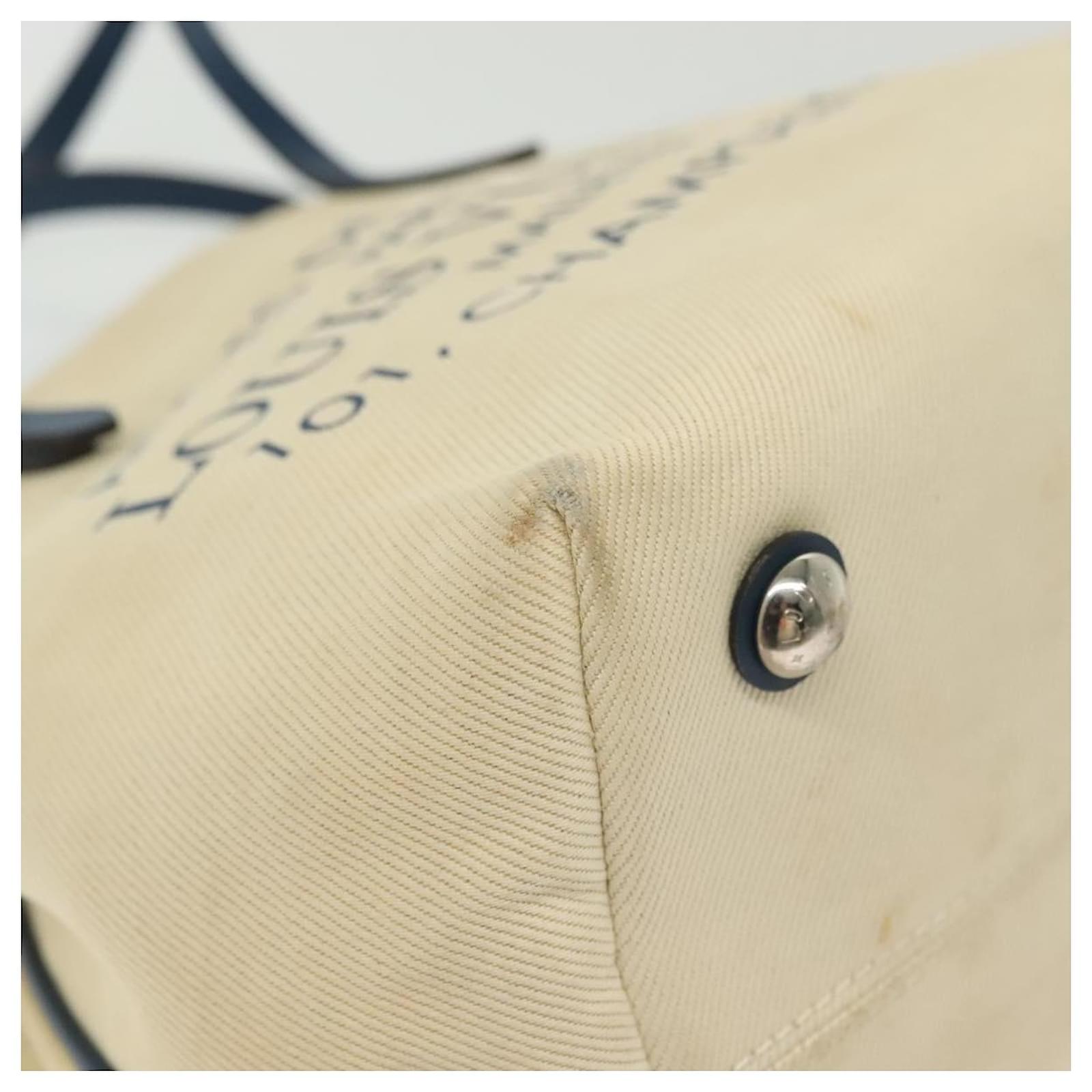 LOUIS VUITTON Cabas PM Tote Bag Canvas White Blue M94504 LV Auth BA4614 Cloth  ref.2424012