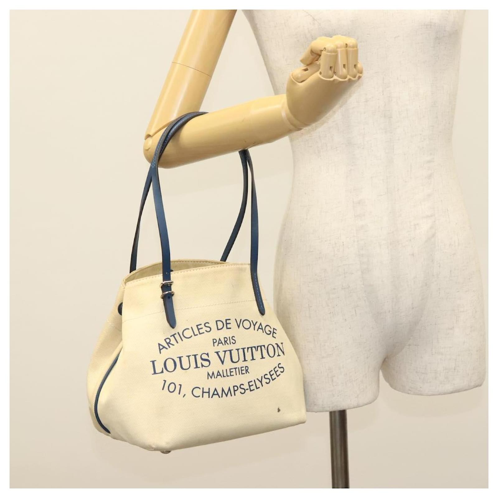 LOUIS VUITTON Cabas PM Tote Bag Canvas White Blue M94504 LV Auth BA4614 Cloth  ref.2424012