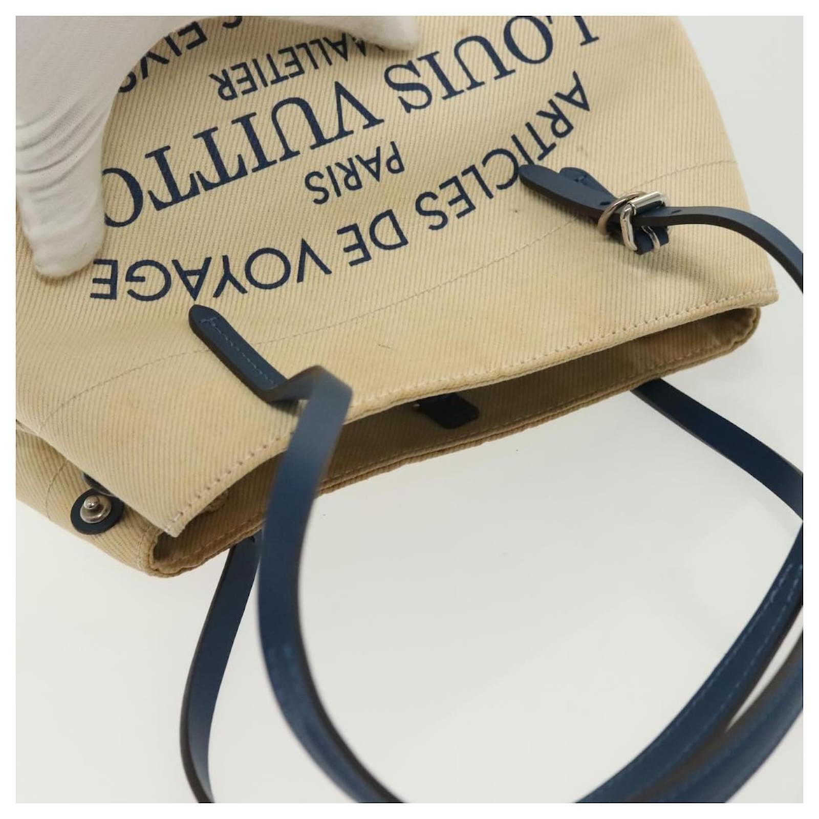 LOUIS VUITTON Cabas PM Tote Bag Canvas White Blue M94504 LV Auth BA4614 Cloth  ref.2424012