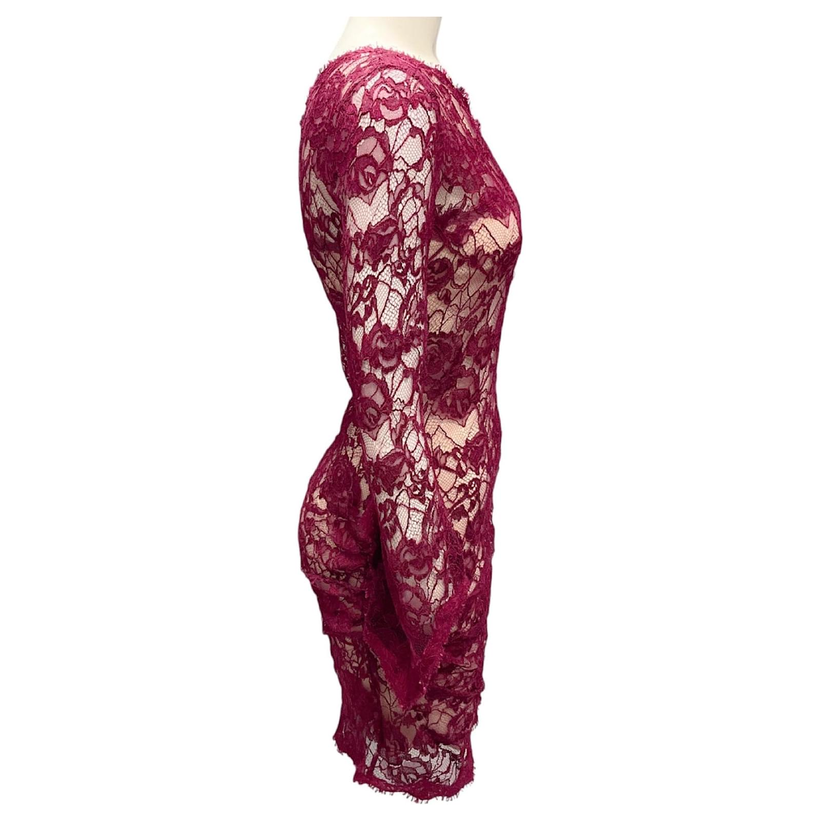 Emilio Pucci Burgundy One Shoulder Lace Mini Cocktail Dress Dark red  ref.JC2424172 (Sold) - Joli Closet
