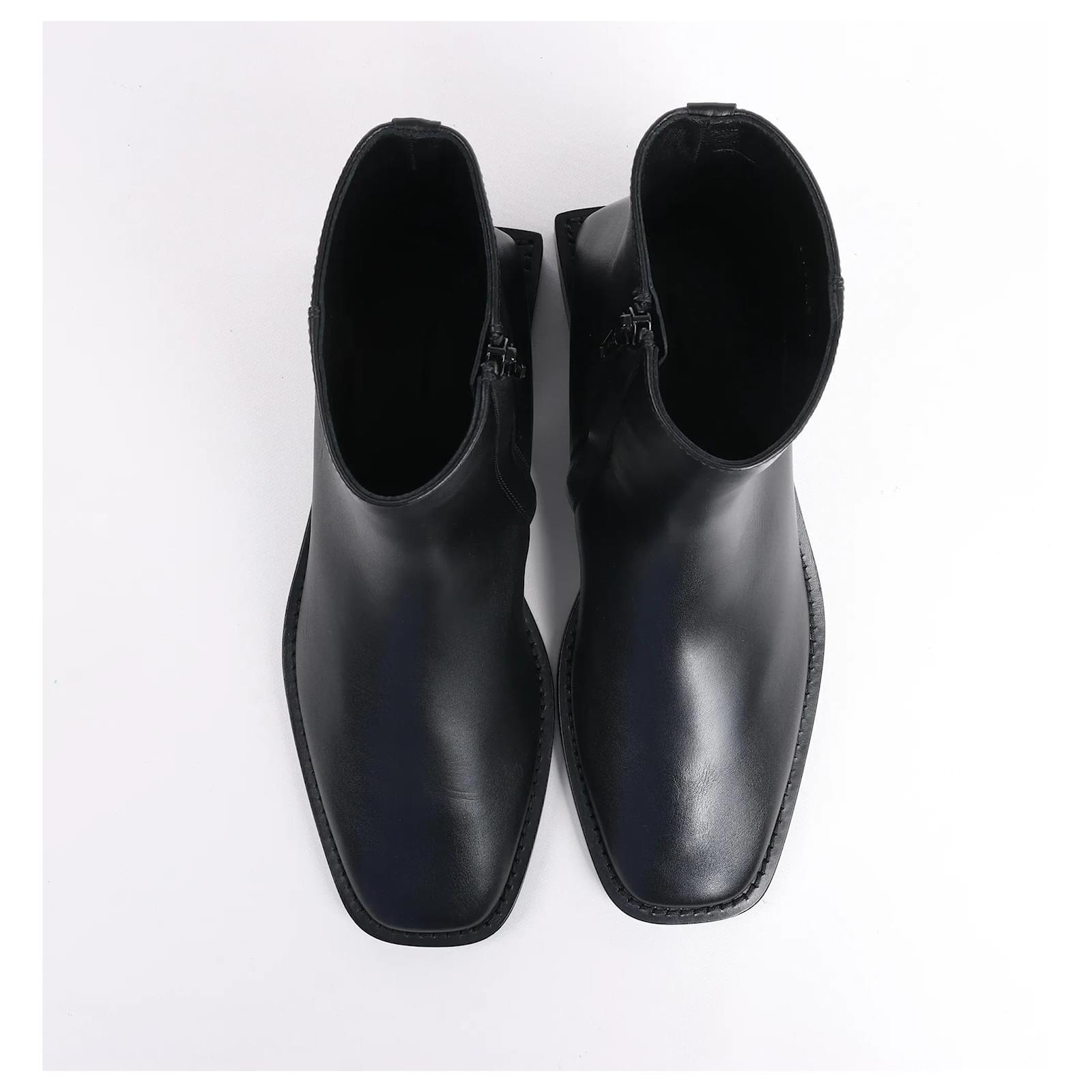 Balenciaga BB Logo Leather Ankle Boots in Black 616349, Size 37 EU