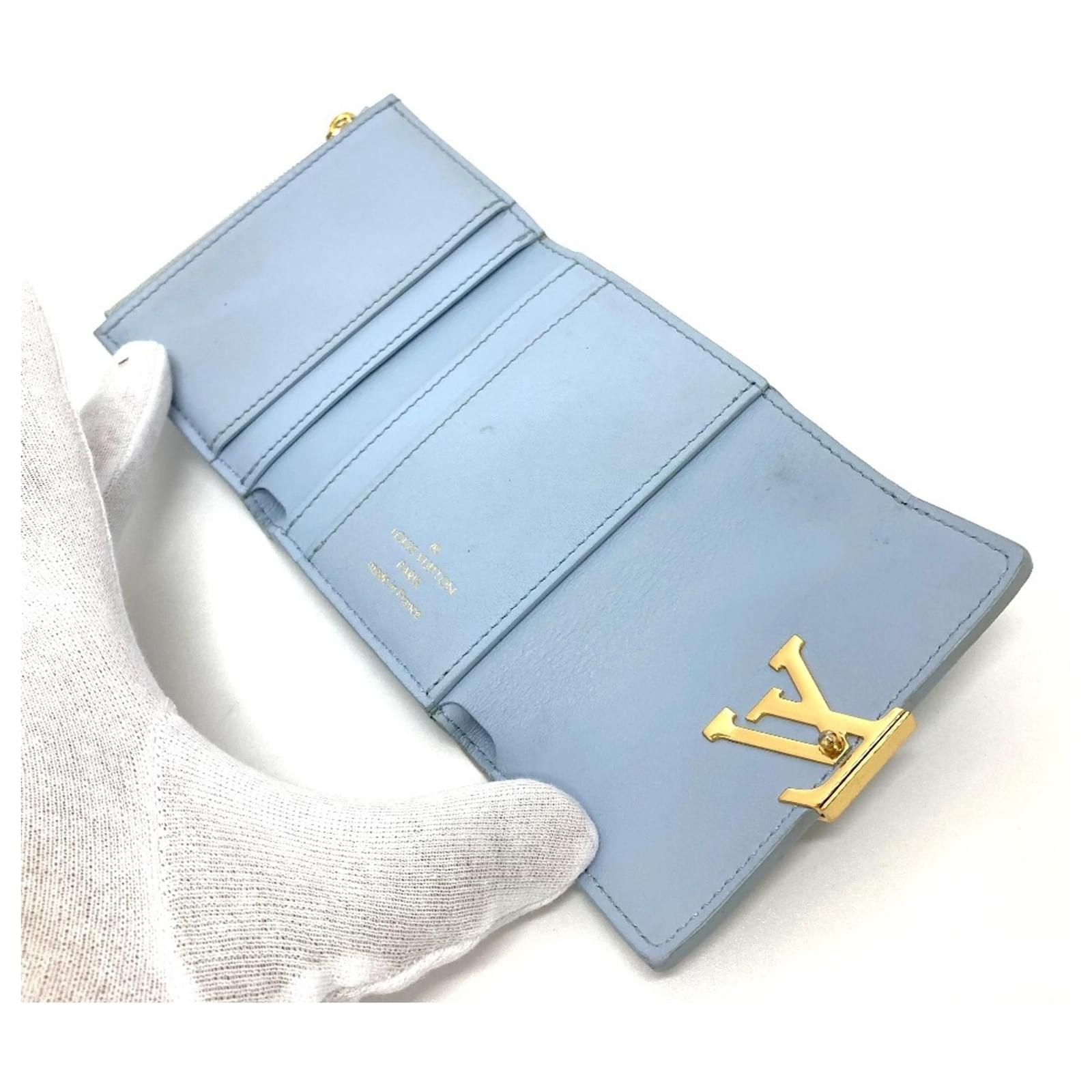 Louis Vuitton Portefeuille Capucines XS Compact Tri-fold Wallet Blue Leather  ref.2424706