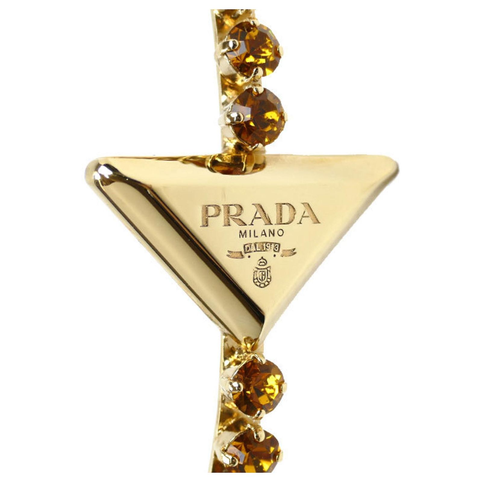 PRADA Prada Brass Artificial Crystal Triangle Headband 1IH048 2CK4 F03CR Prada Brass Artificial Crystal Triangle Headband Golden  main image 4
