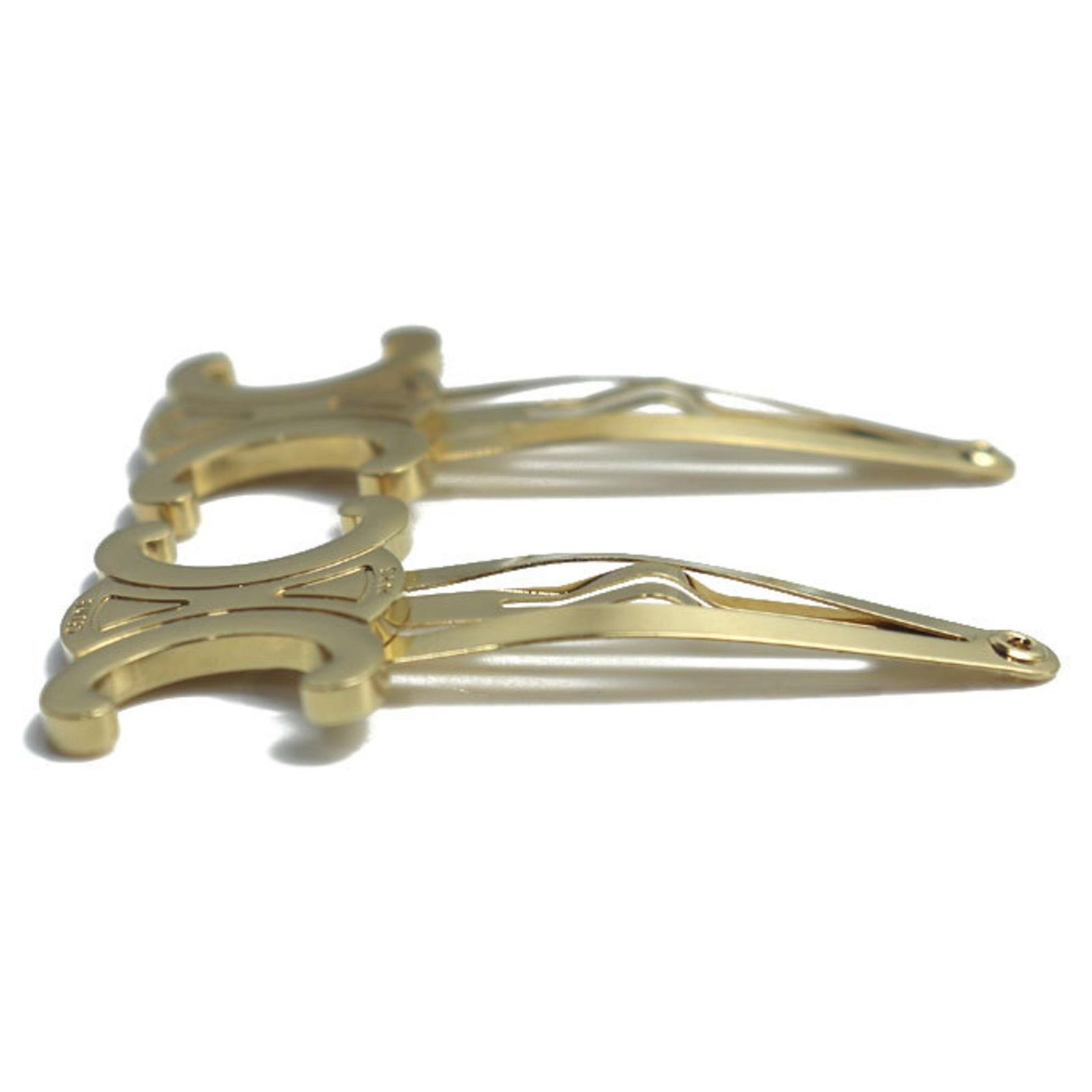 CELINE GP Triomphe Hair Clip 46Z656BSL.35OR Women\'s Celine Hair Accessories Set of 2 Triomphe Snap Hair Clips in  main image 3