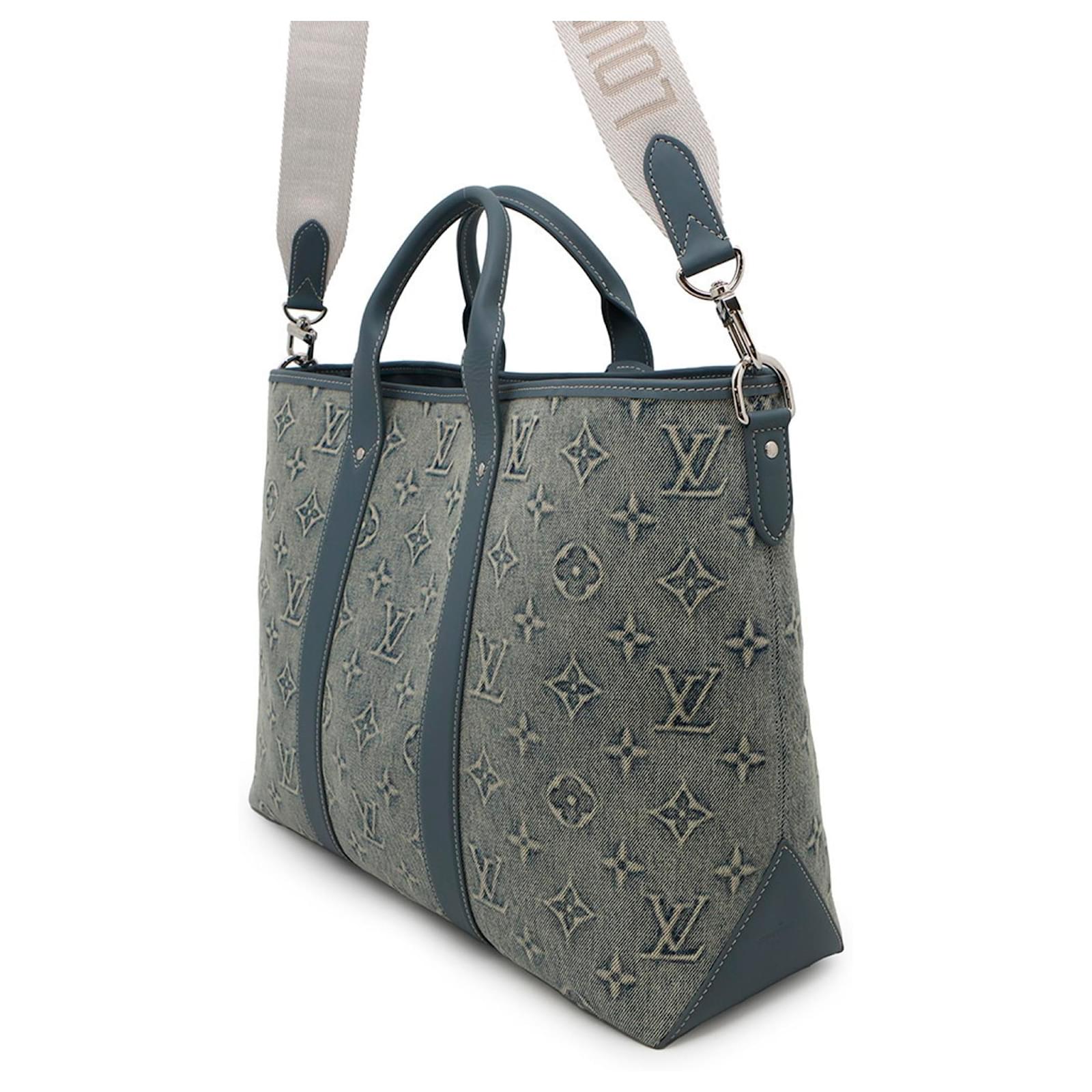 Louis Vuitton Monogram Washed Denim Weekend Tote Bag Blue ref.2427058