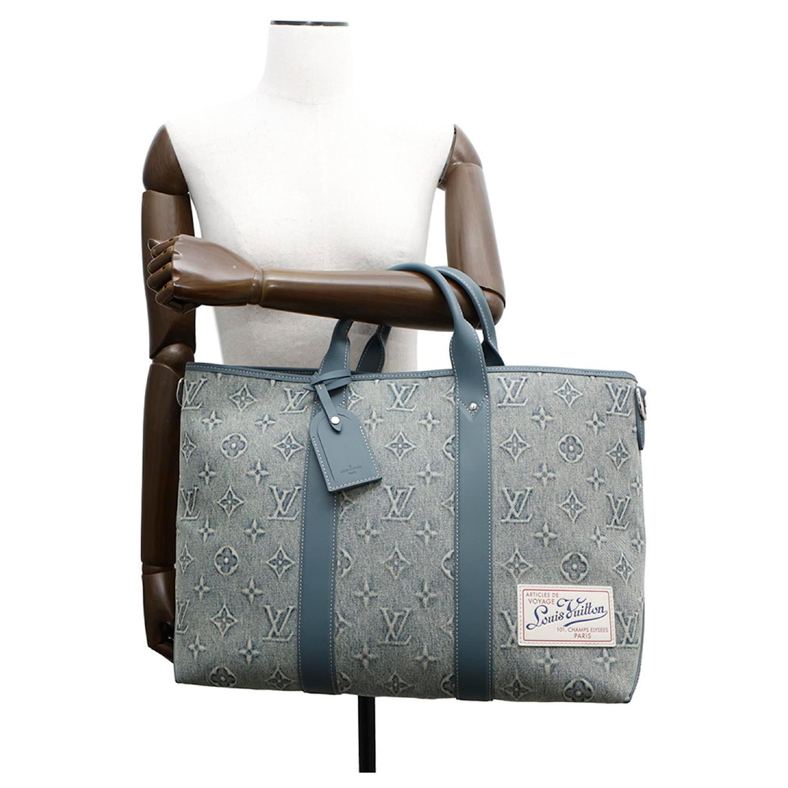 Louis Vuitton Monogram Washed Denim Weekend Tote Bag Blue ref.2427058