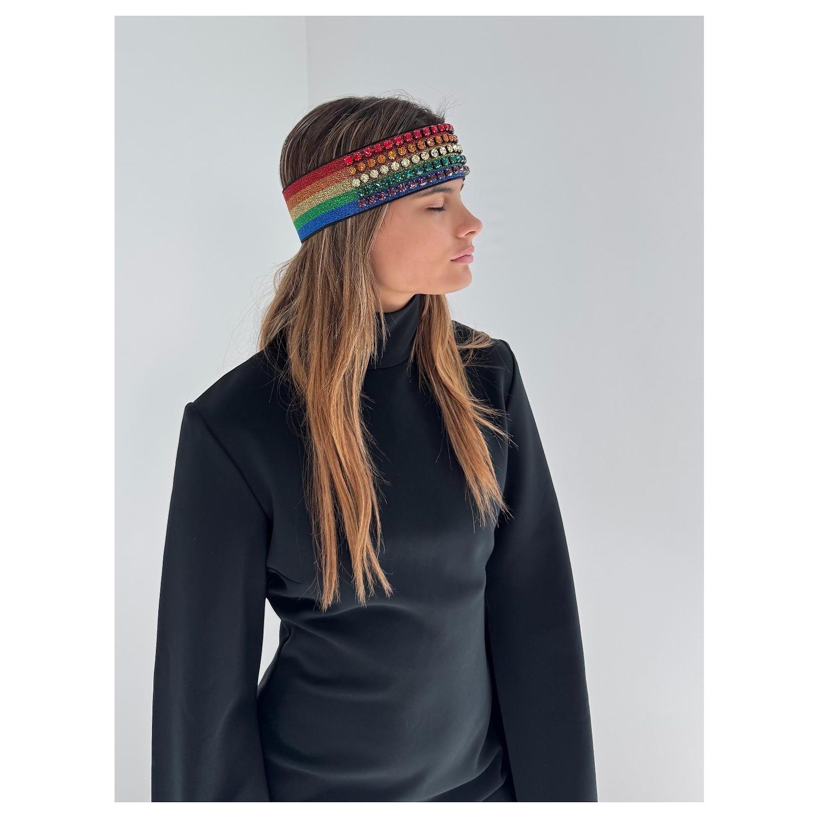Gucci Rainbow Crystal embellished headband Multiple colors  display picture 3