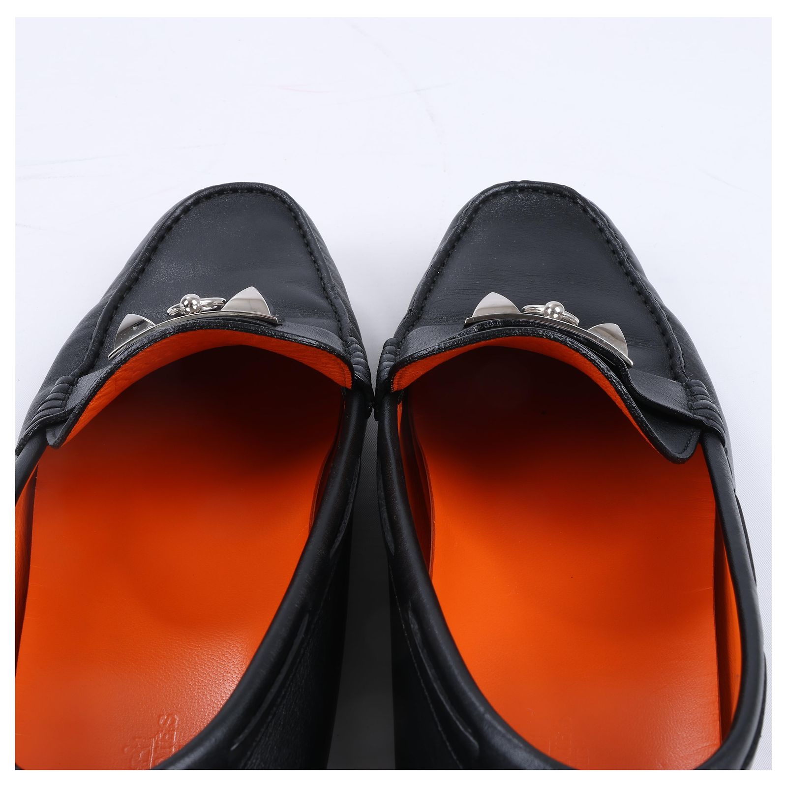 Hermès HERMES Irving Leather Driving Moccasins in Black 