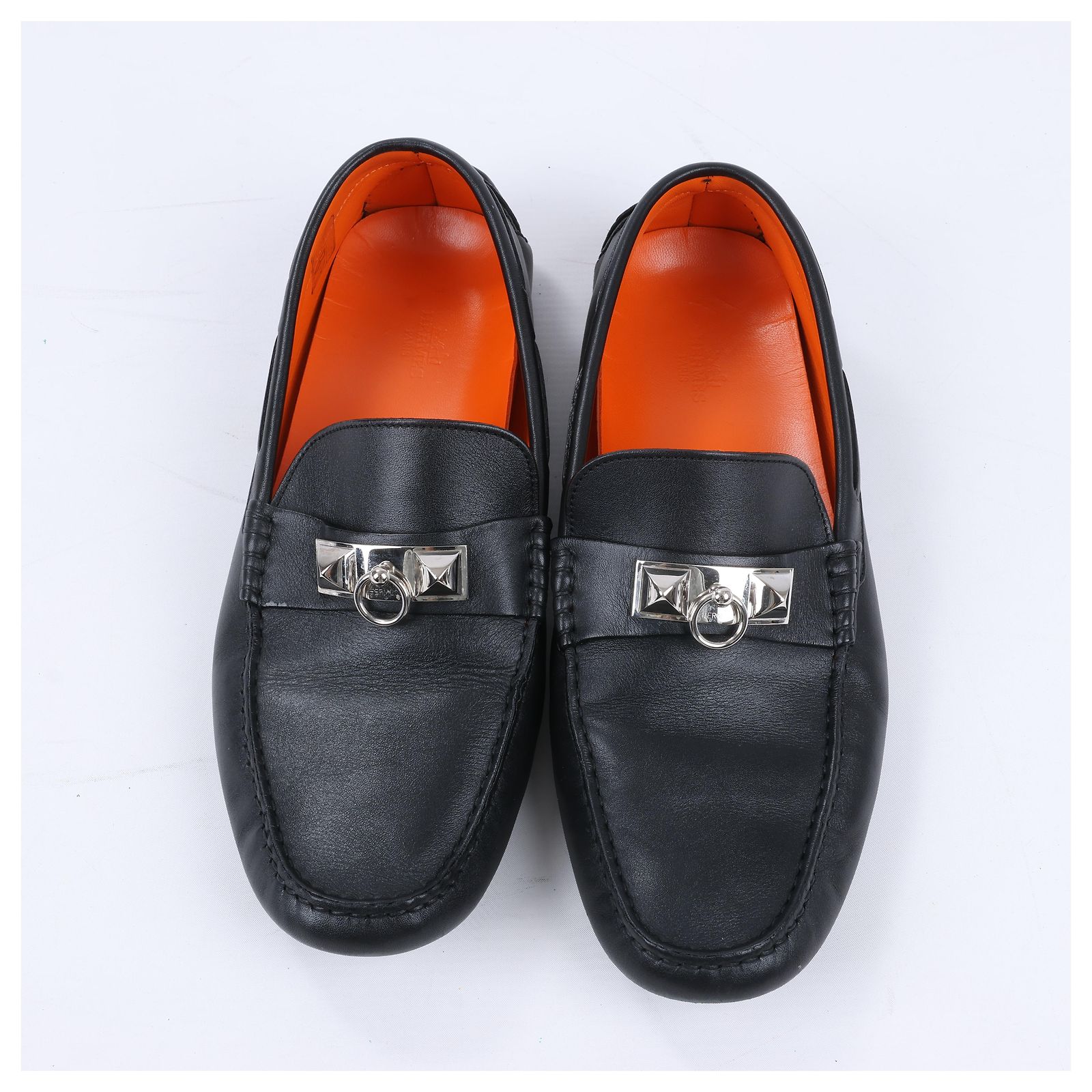 Hermes Men’s Black Leather Irving Collier de Chien Driving Loafers Size 43 US10 2429047-14.jpg main image 2