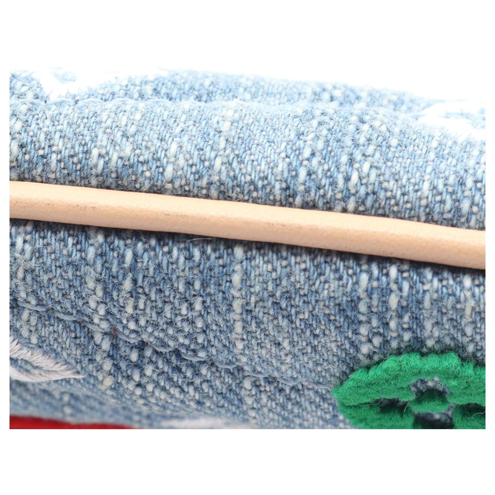 Louis Vuitton Blue Embroidered Monogram Denim New Wave Zipped Pochette Cloth ref.2429674