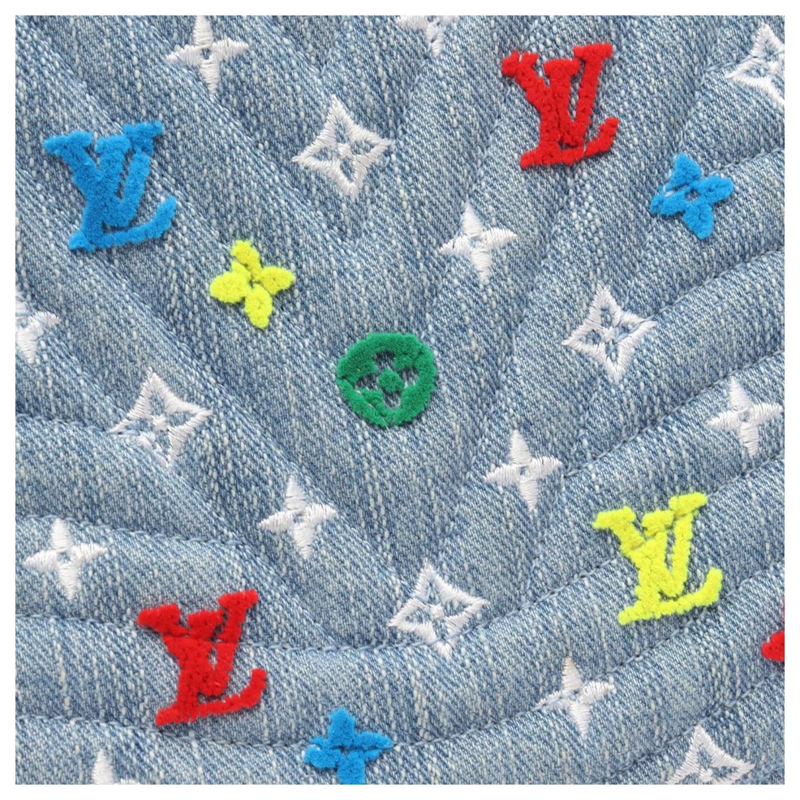 Louis Vuitton Blue Embroidered Monogram Denim New Wave Zipped Pochette Cloth ref.2429674