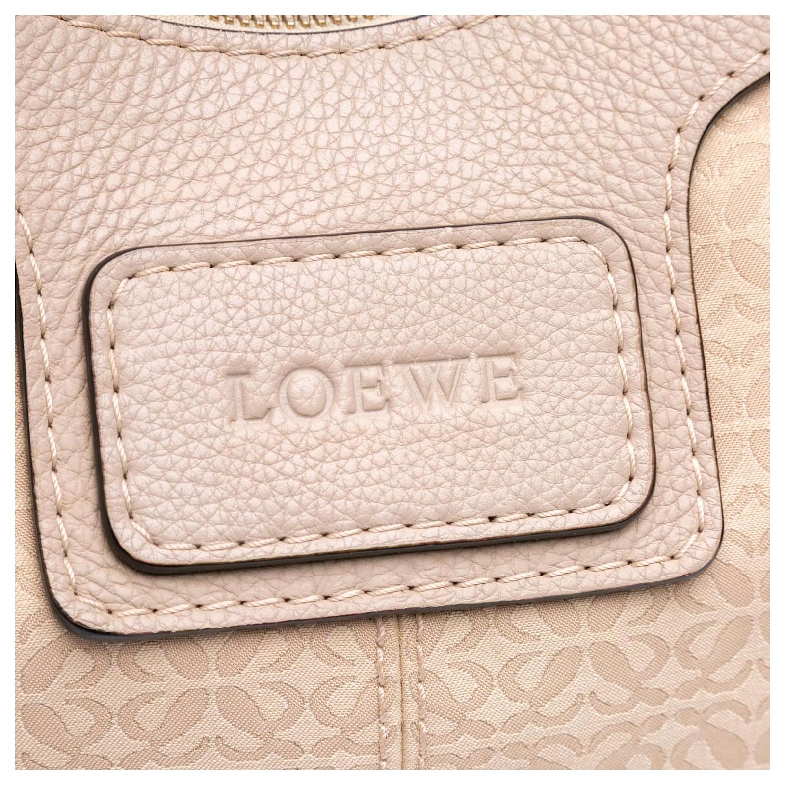 LOEWE Brown Anagram Canvas New Road Hobo Beige Cloth Cloth ref