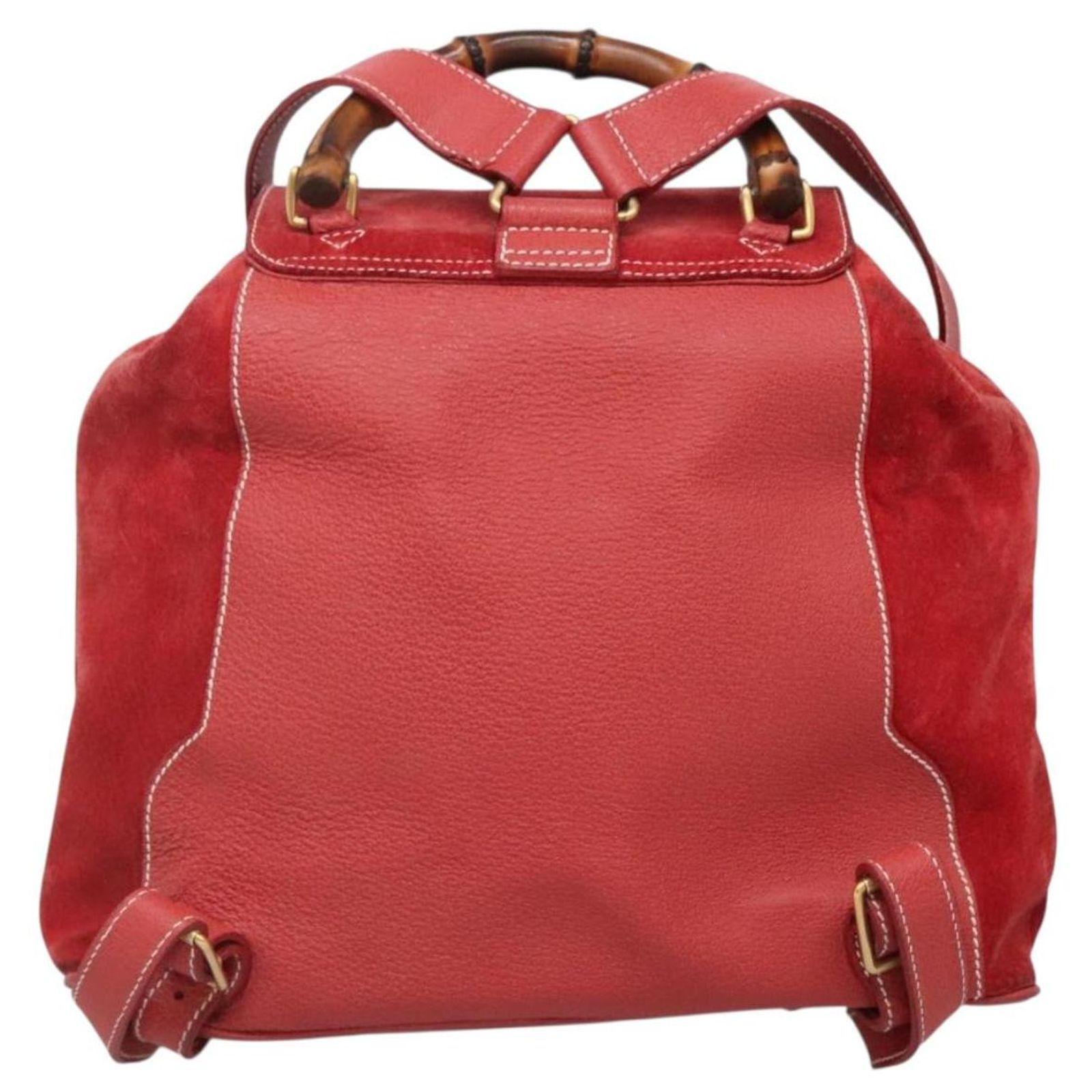 GUCCI Bamboo Backpack Suede Red Gold 003 2058 0030 Auth th6356 GUCCI Bamboo Backpack Suede Red Gold 003 1998 0030 Auth  main image 3