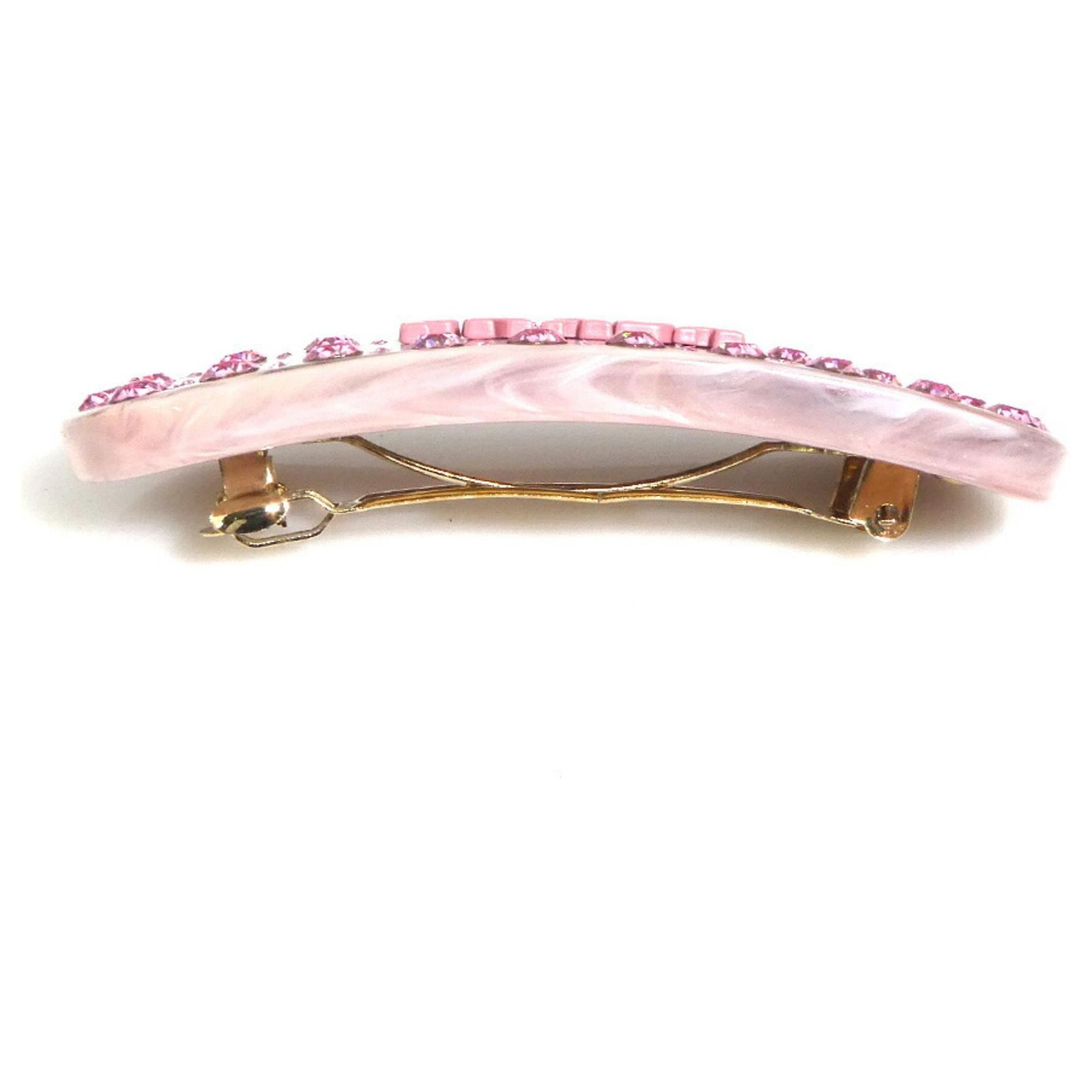 Prada Gold and Pink Barrette Hair Clip Golden Metal ref  display picture 1
