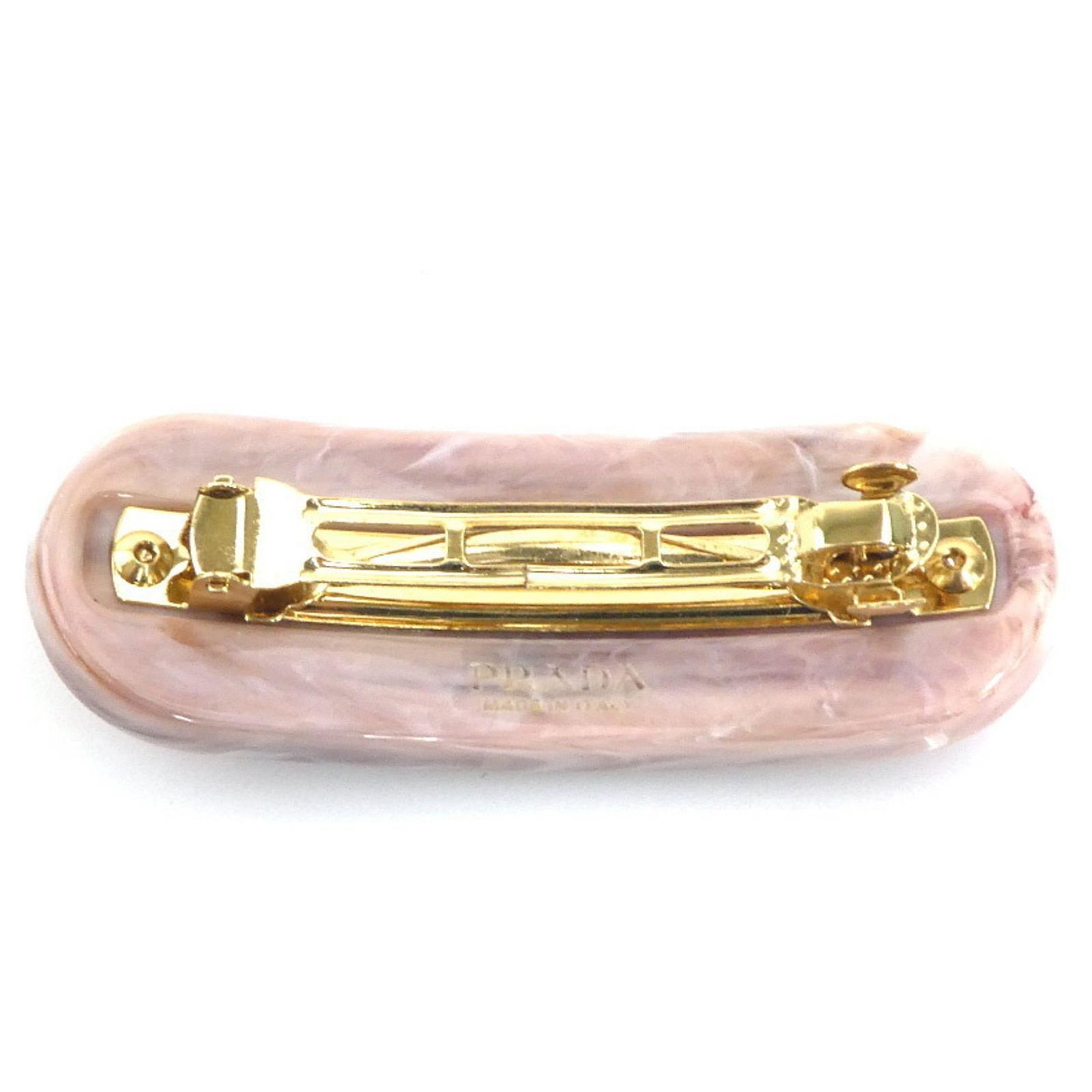 Prada Gold and Pink Barrette Hair Clip Golden Metal ref  display picture 2