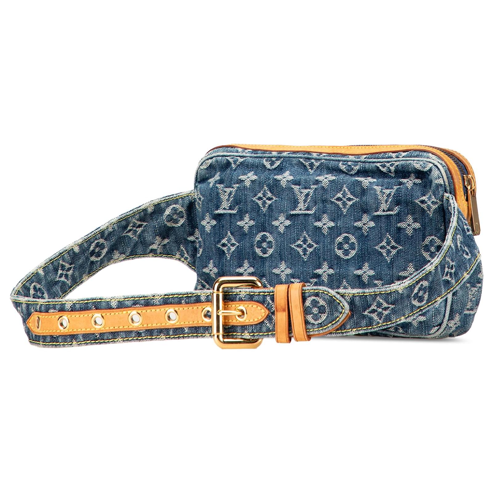 Louis Vuitton Blue Monogram Denim Bum Bag Leather Cloth ref.2431423