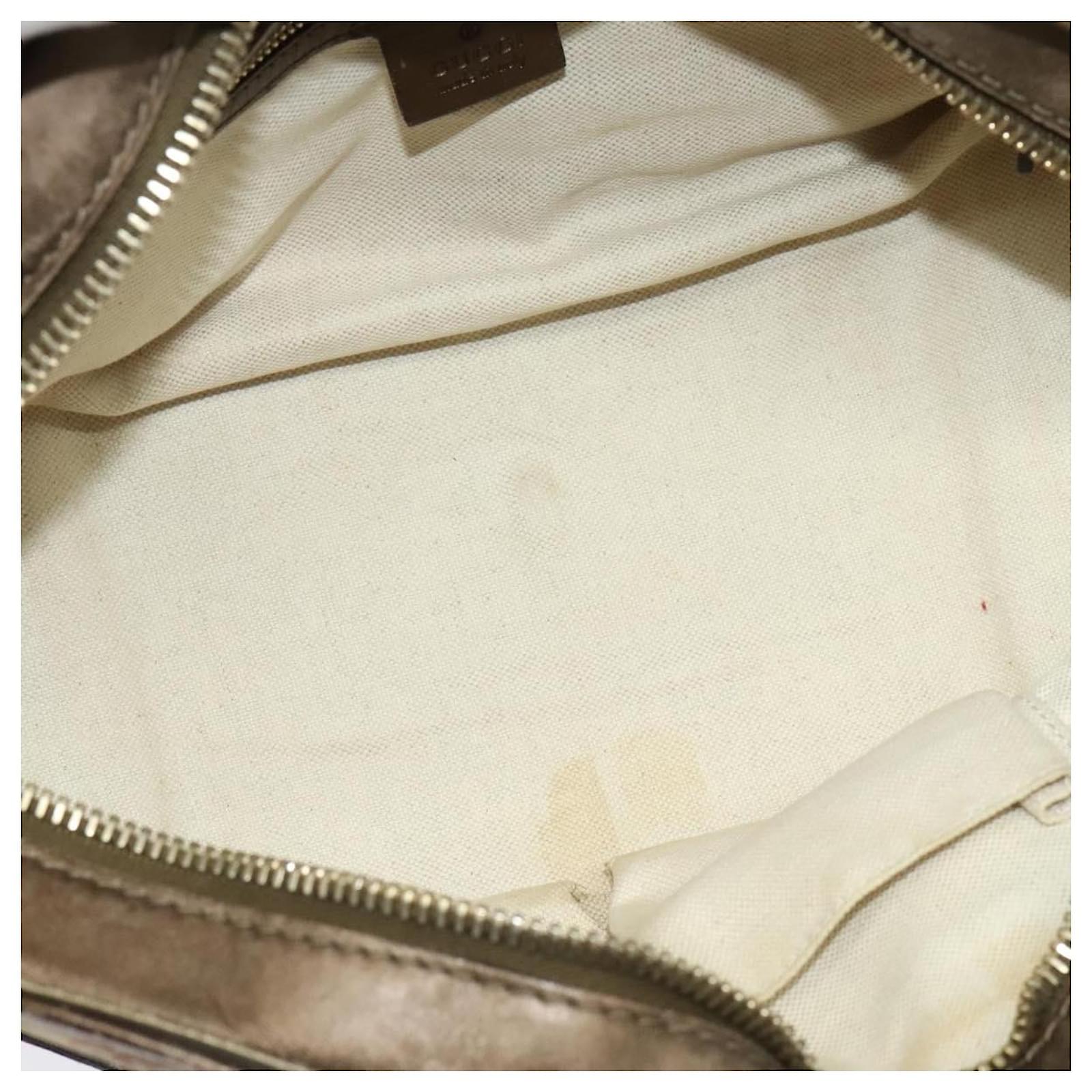 GUCCI Heart Bit GG Canvas Hand Bag 2way Brown Gold 269955 Auth