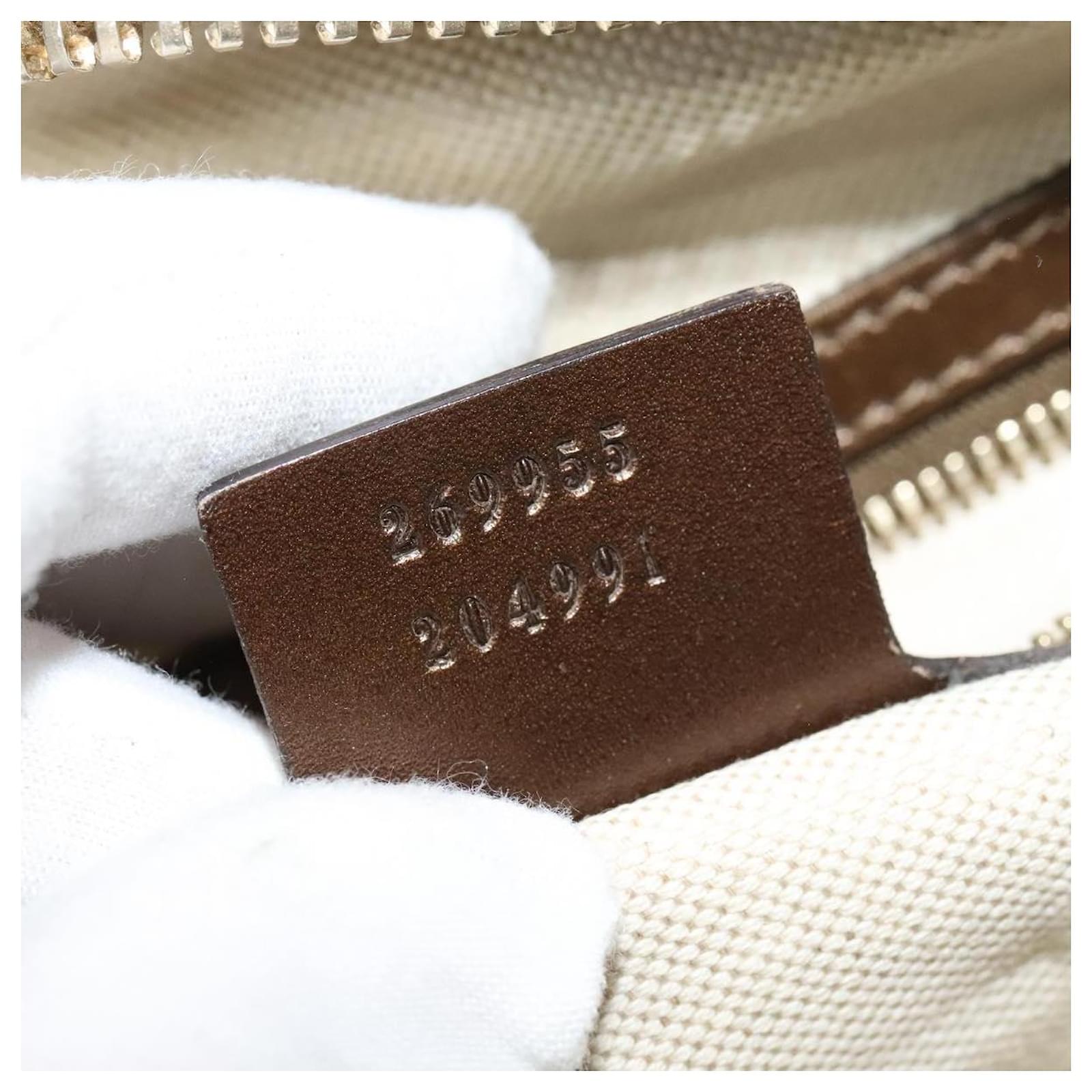 GUCCI Heart Bit GG Canvas Hand Bag 2way Brown Gold 269955 Auth