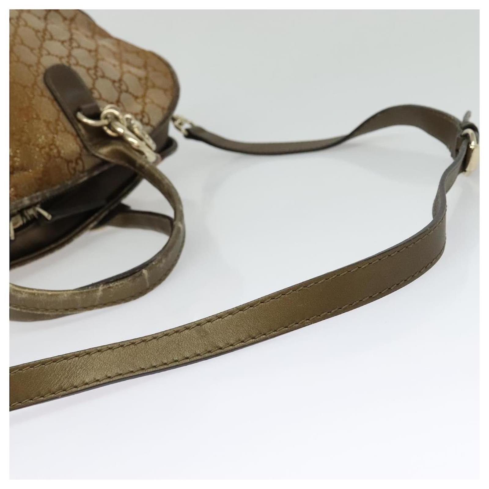 GUCCI Heart Bit GG Canvas Hand Bag 2way Brown Gold 269955 Auth