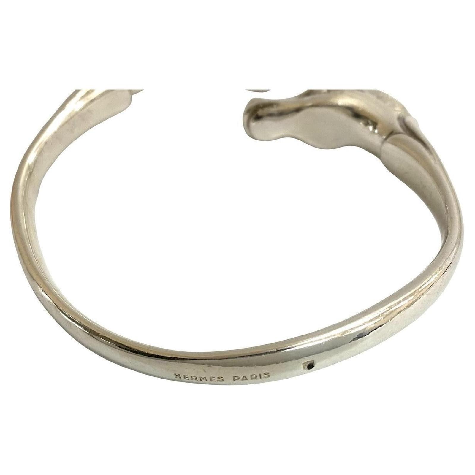 エルメス　Hermes Cheval Double Head Bangle Hermès Hermes Cheval Double Head Bracelet Bangle Silvery Metal ref