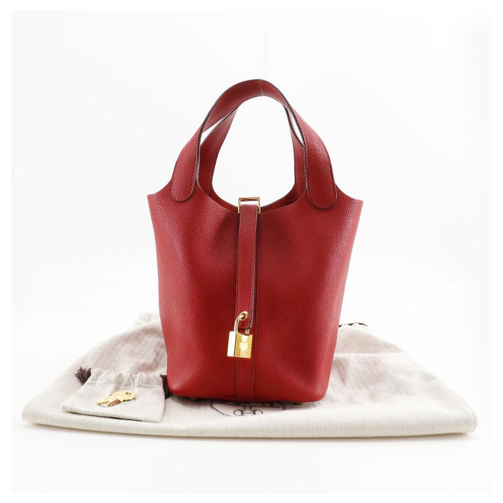 Hermes HERMES Picotin Lock 18 PM Handbag x Taurillon Maurice 2018 Red / C Belt HERMES Picotin Lock PM 18 Taurillon Clemence Bicolor Red  main image 4