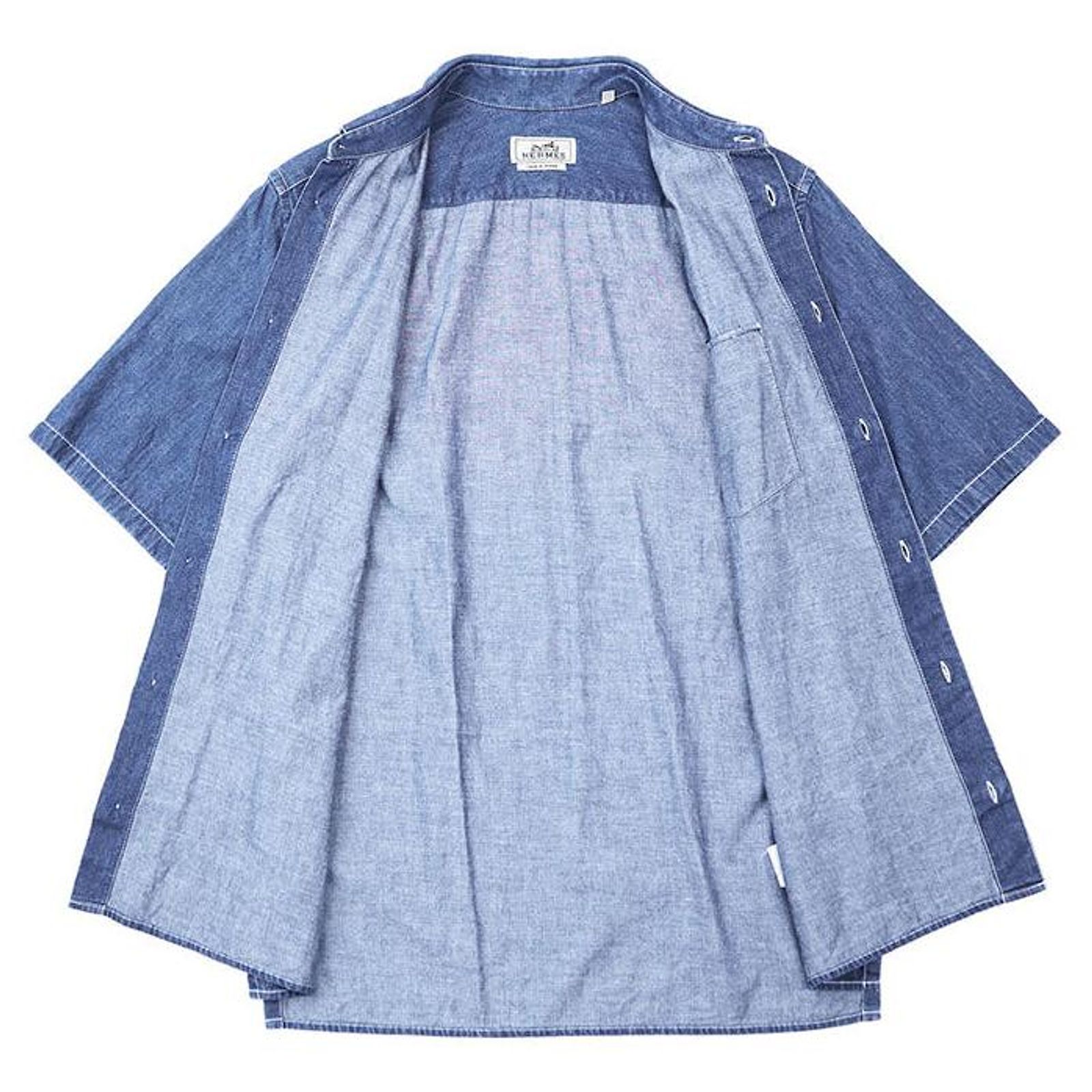 Hermès Hermes Shirt Cotton Lamb Leather Shirt Blue Lambskin ref 