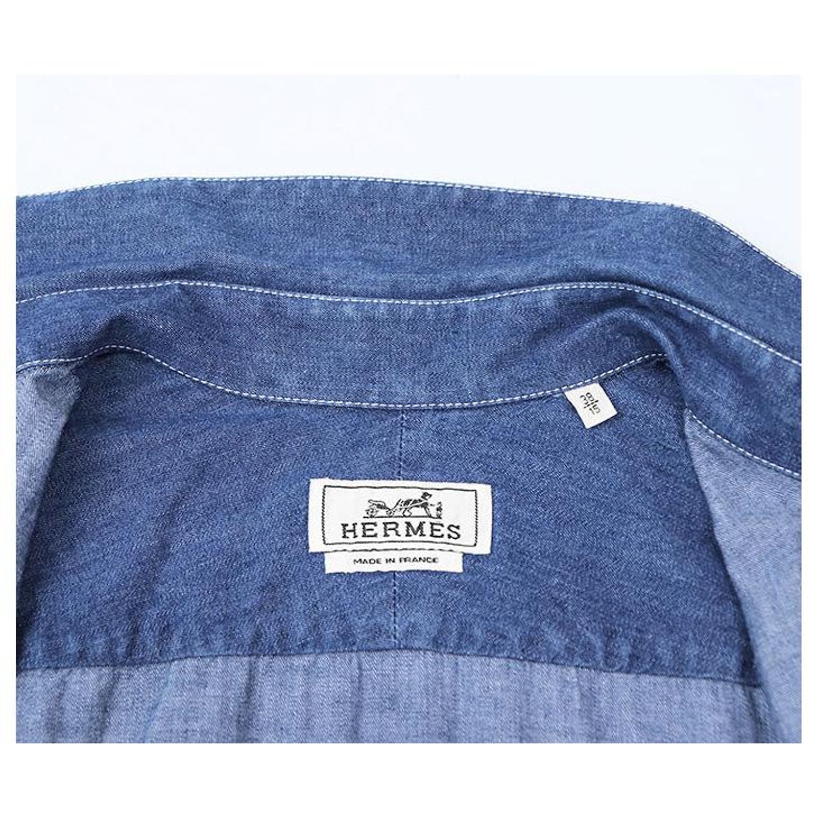 Hermès Hermes Shirt Cotton Lamb Leather Shirt Blue Lambskin ref 