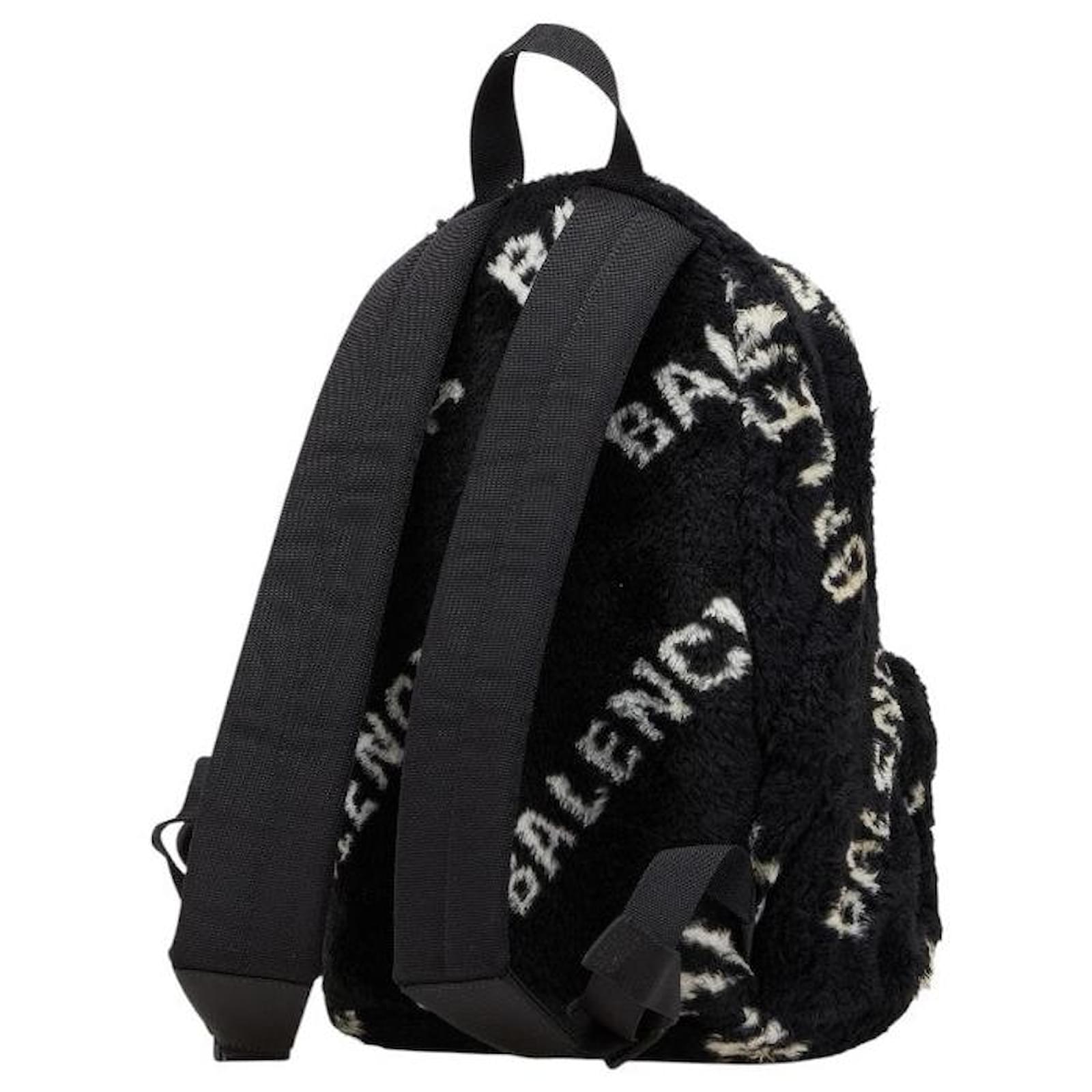 Sac à dos en cuir imitation fourrure Balenciaga Everyday Noir