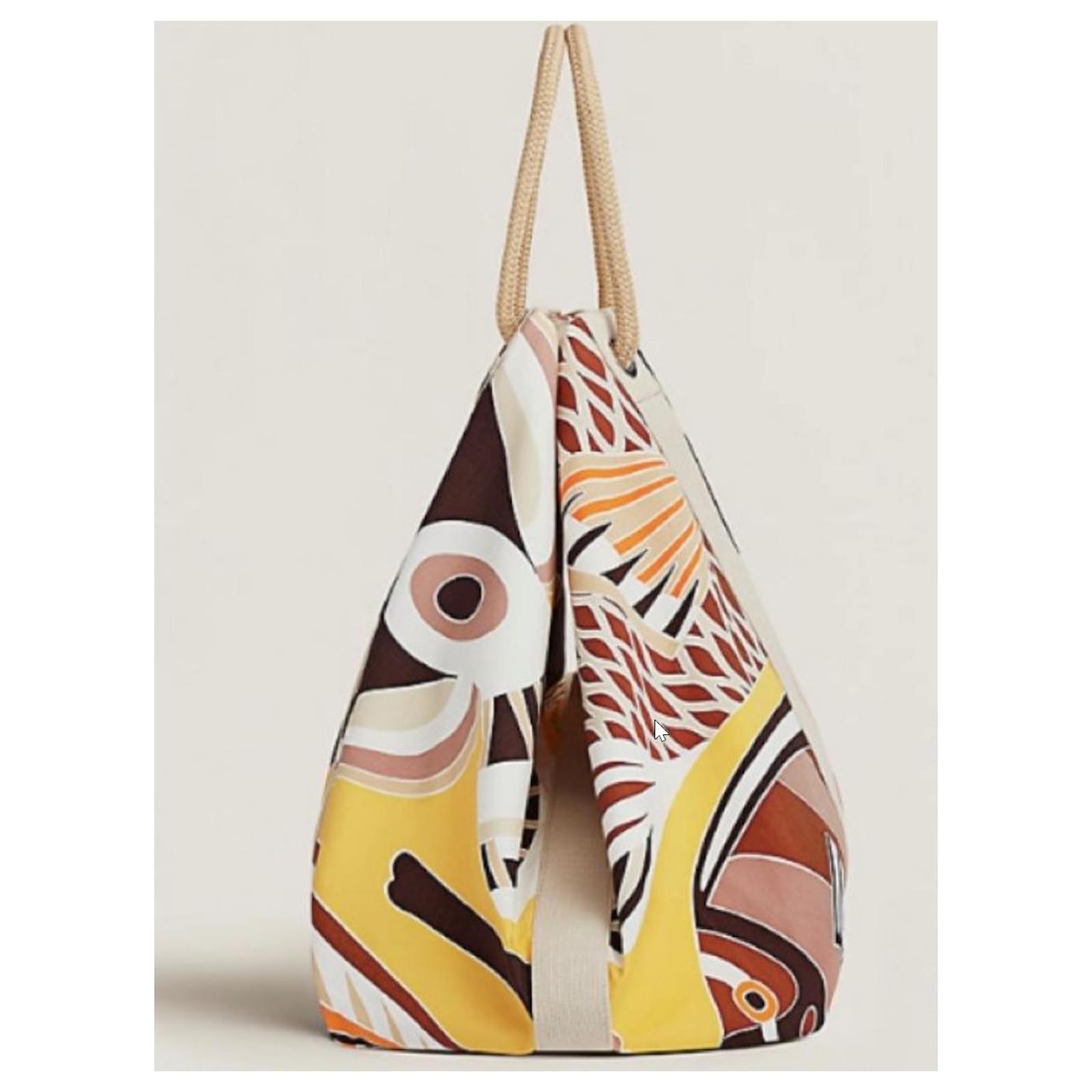 Hermès Traffic Jam Beach Bag Yellow Cotton ref.2425745