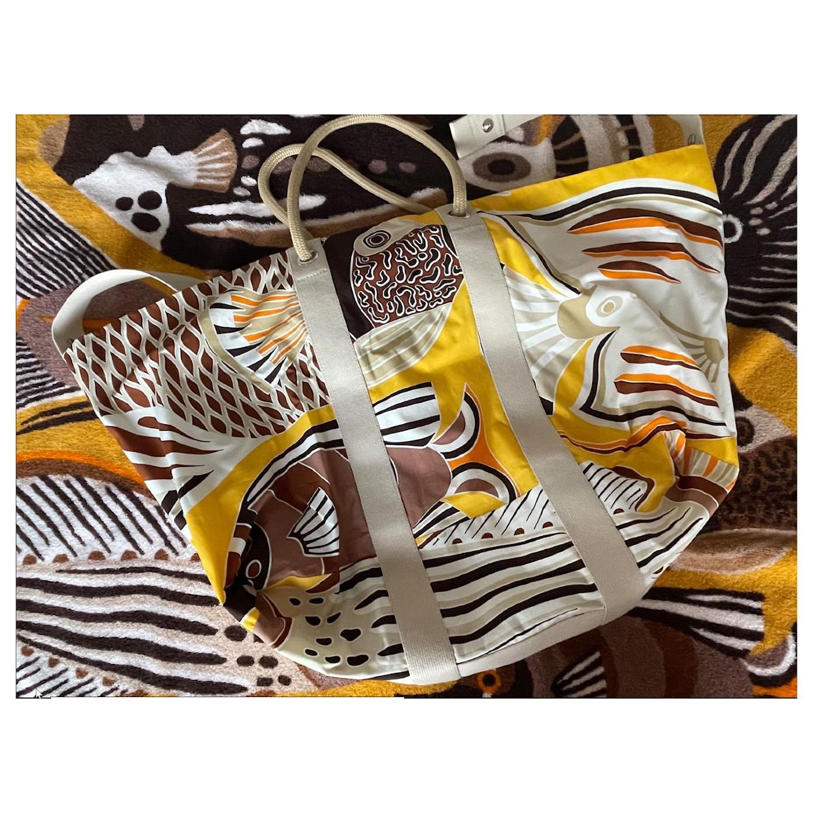 Hermès Traffic Jam Beach Bag Yellow Cotton ref.2425745