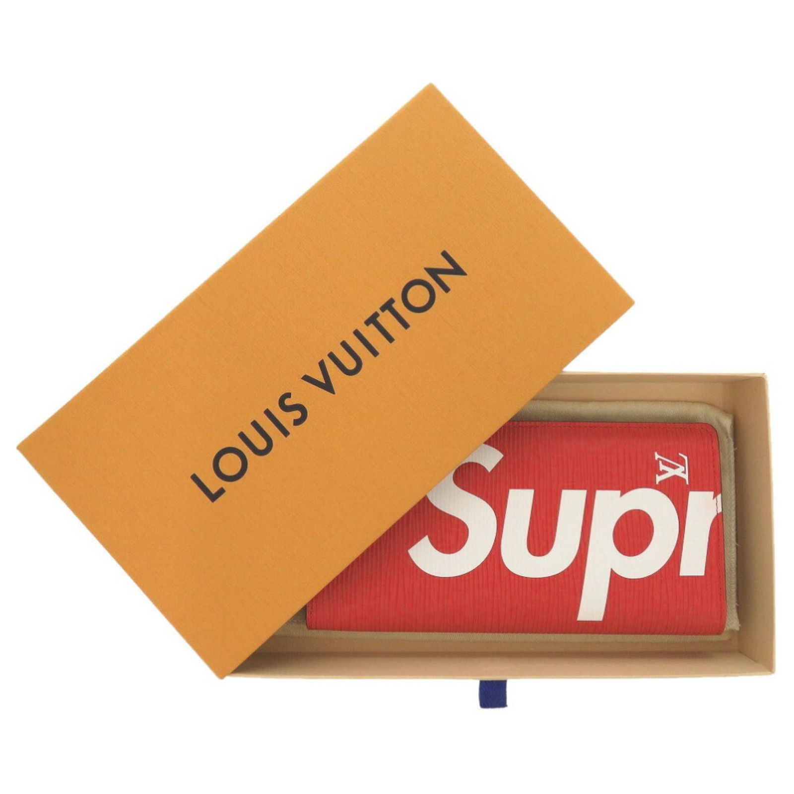 Louis Vuitton Supreme Collaboration Red Epi Leather Long Wallet 