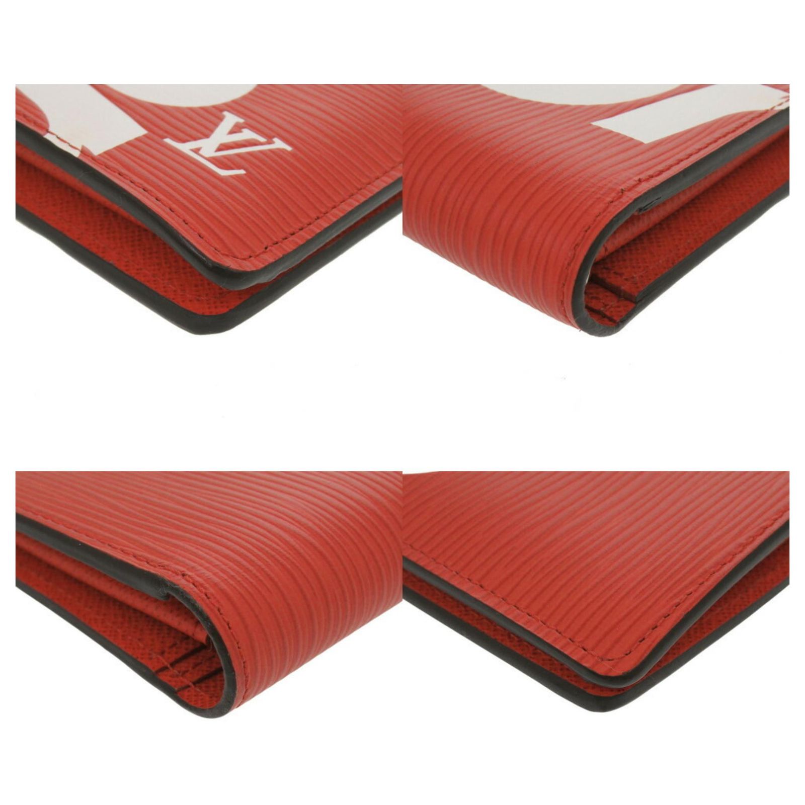 Louis Vuitton Supreme Collaboration Red Epi Leather Long Wallet 